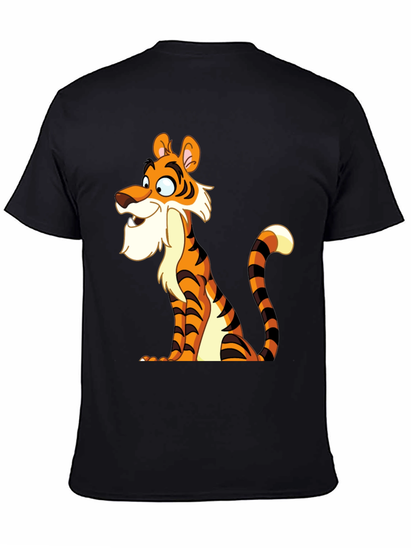 Black Cartoon Tiger Graphic Tee - Men's Black T-Shirt view 4