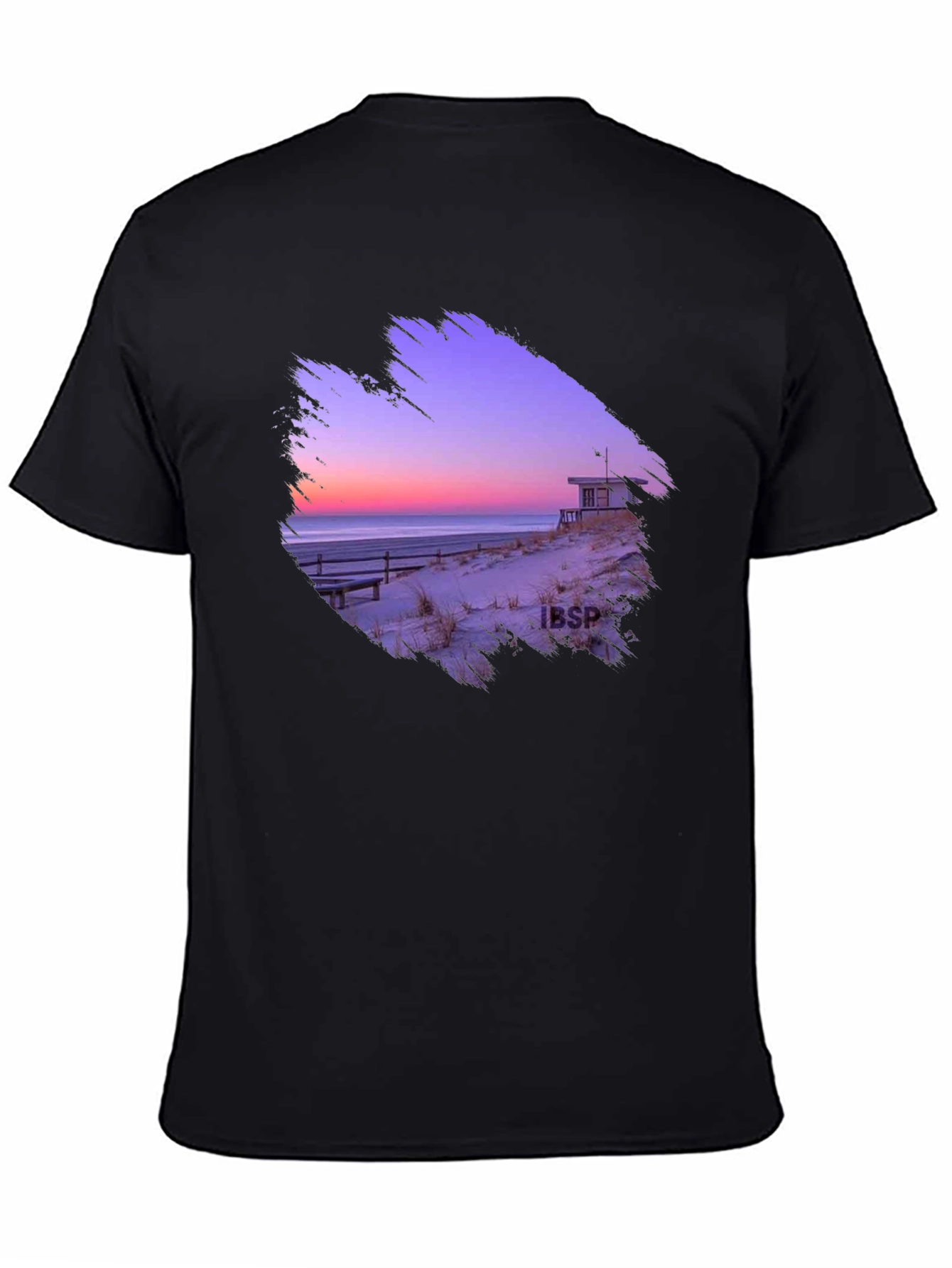 Black Sunset Beach Graphic Tee - Men's Black T-Shirt view 4