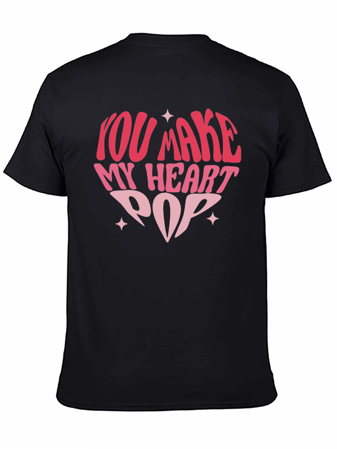 Black You Make My Heart Pop Graphic Tee - Black Unisex T-Shirt view 4