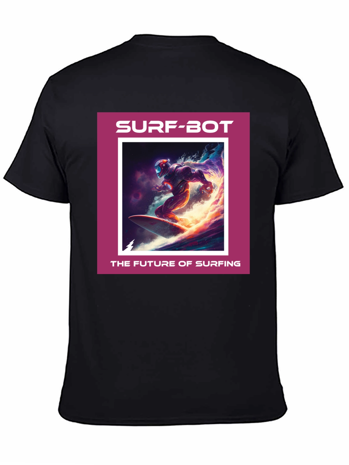Black Surf-Bot Future Surfing Black T-Shirt view 4
