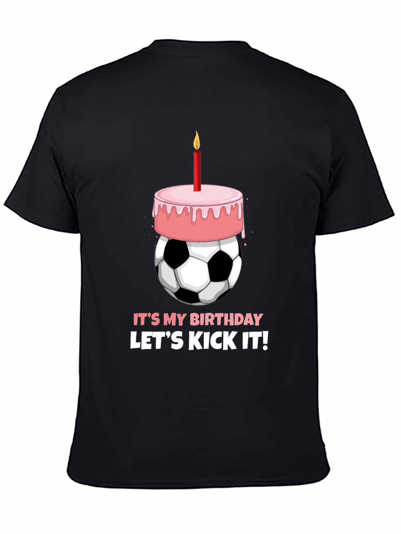 Black Birthday Soccer Ball Cake T-Shirt view 4