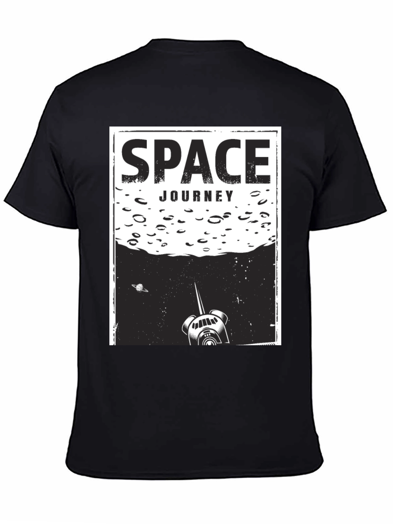 Black Space Journey Graphic T-Shirt - Unisex Black Tee view 4