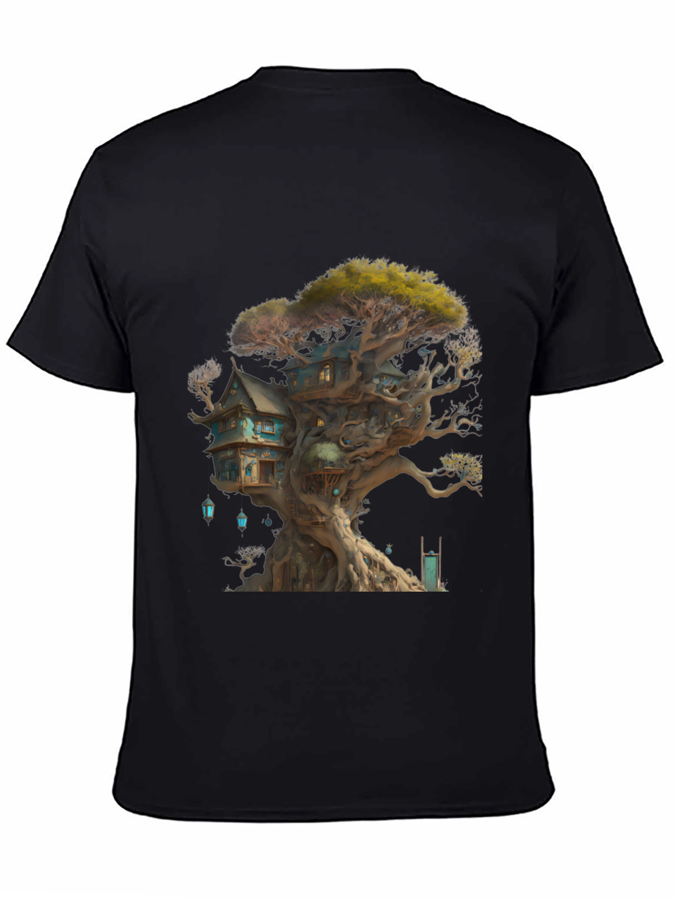 Black Enchanted Treehouse Graphic T-Shirt view 4