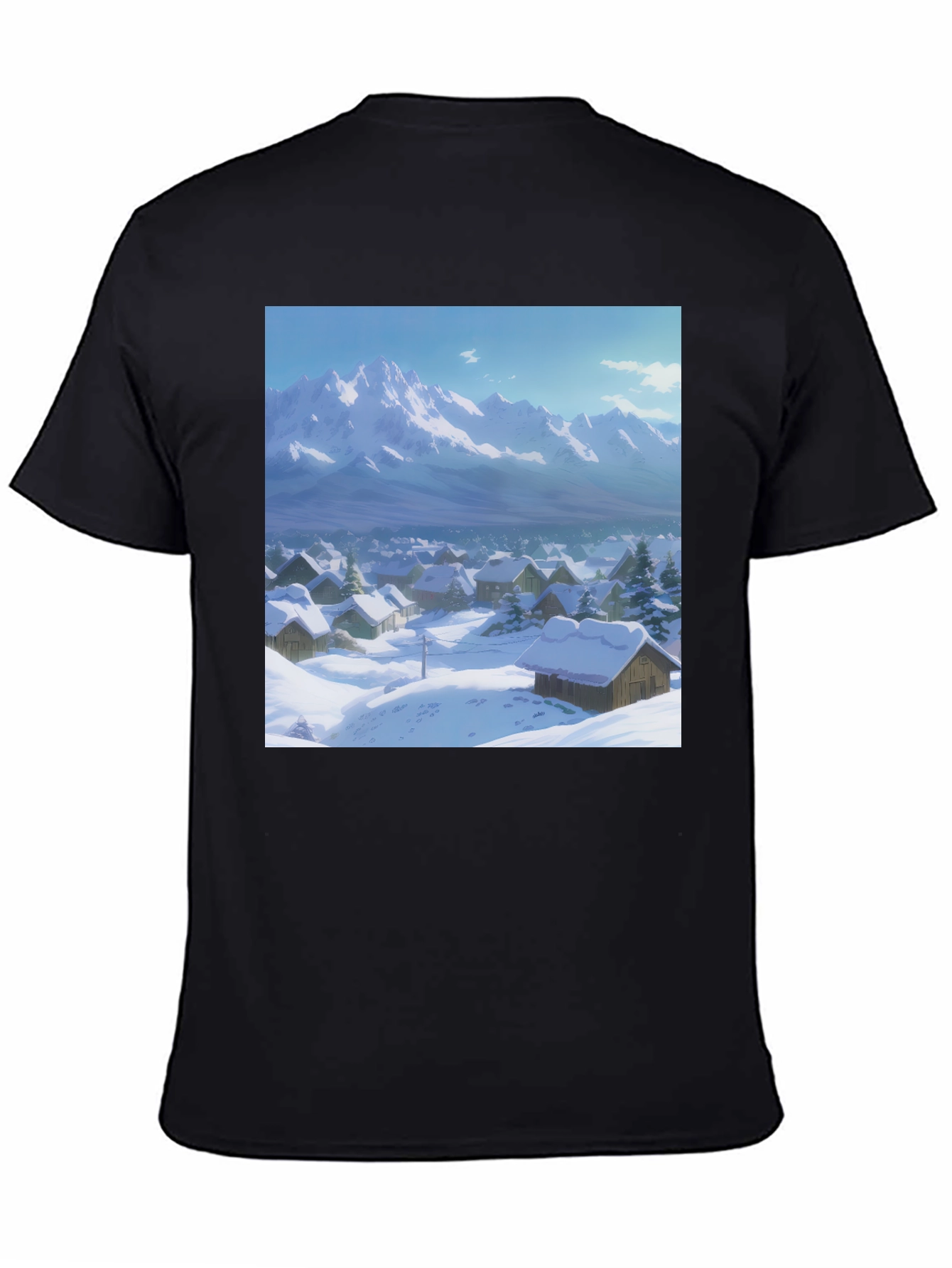 Black Winter Village Graphic Tee view 4