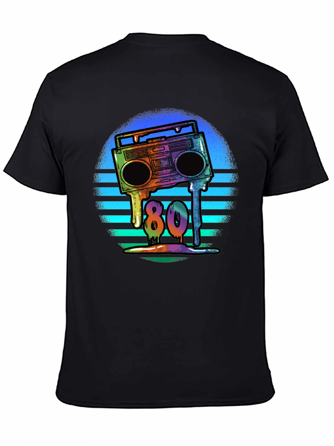 Black Retro 80s Boombox T-Shirt - Meltdown Design view 4
