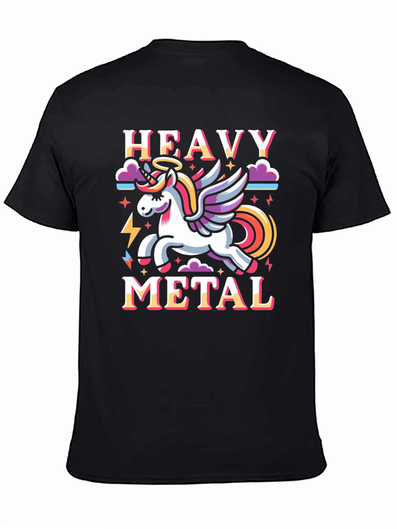 Black Heavy Metal Unicorn Graphic T-Shirt view 4