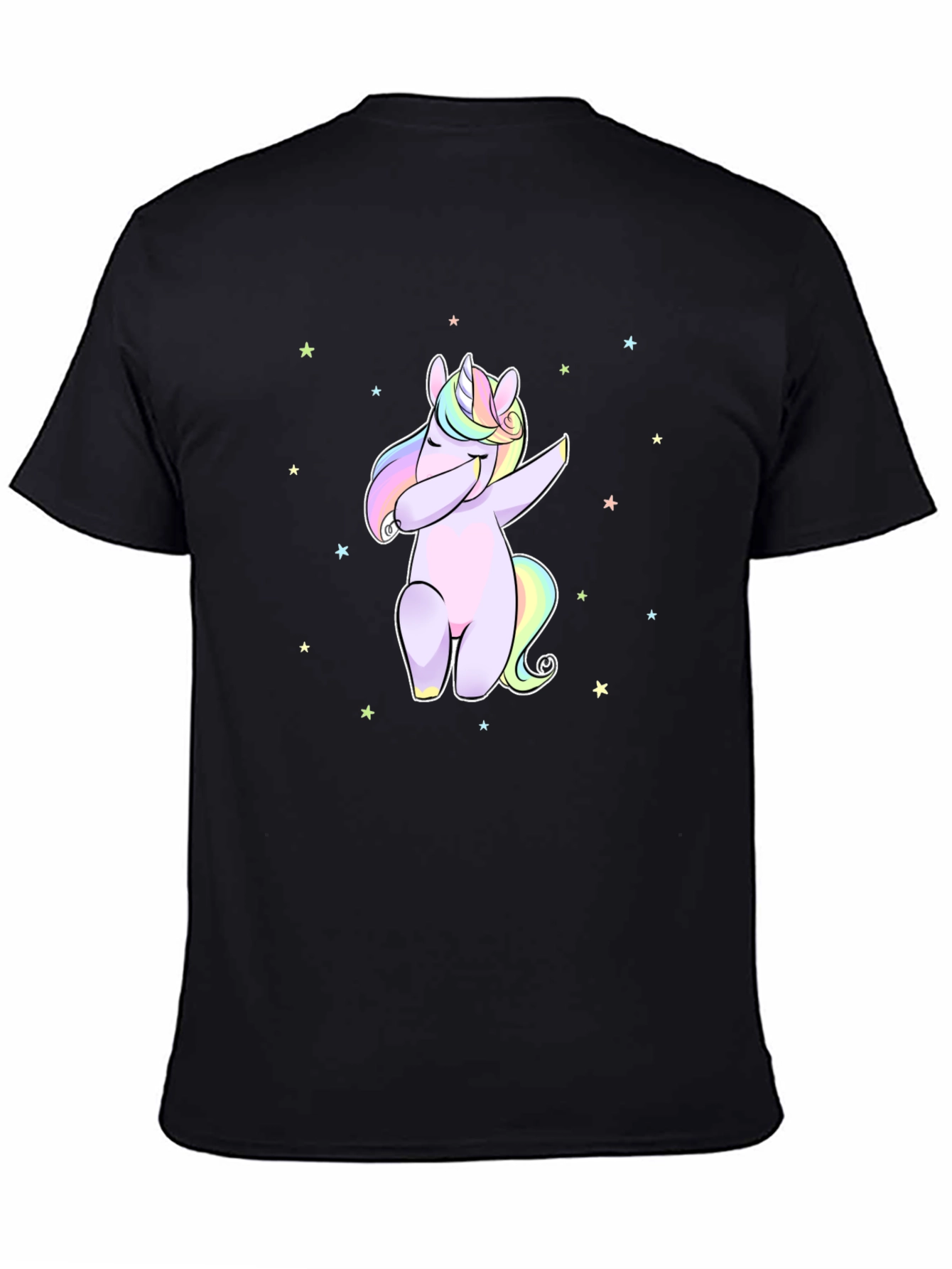 Black Dabbing Unicorn Graphic Tee - Men's Black T-Shirt view 4