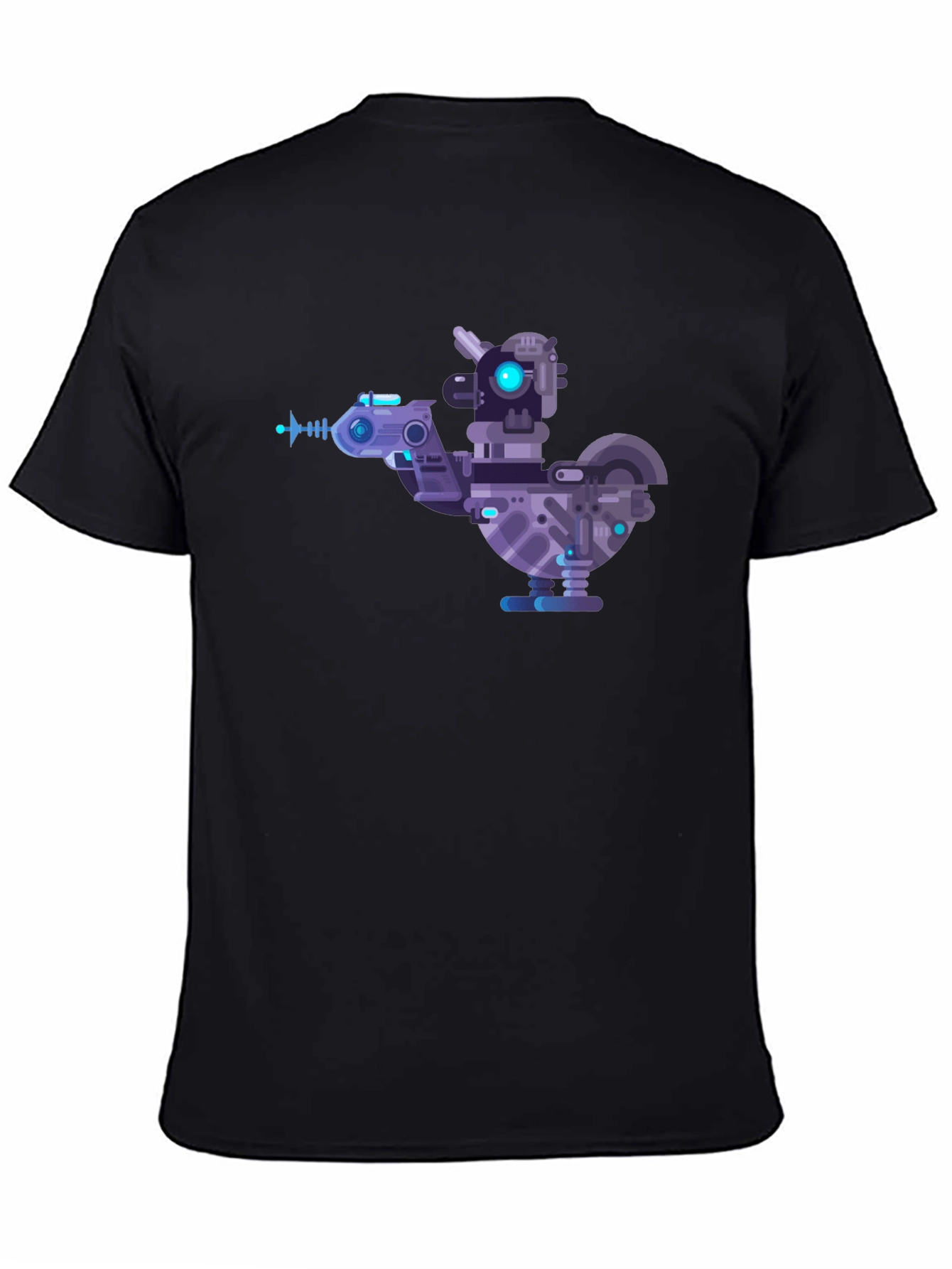Black Cybernetic Chicken T-Shirt - Futuristic Robotic Bird Tee view 4