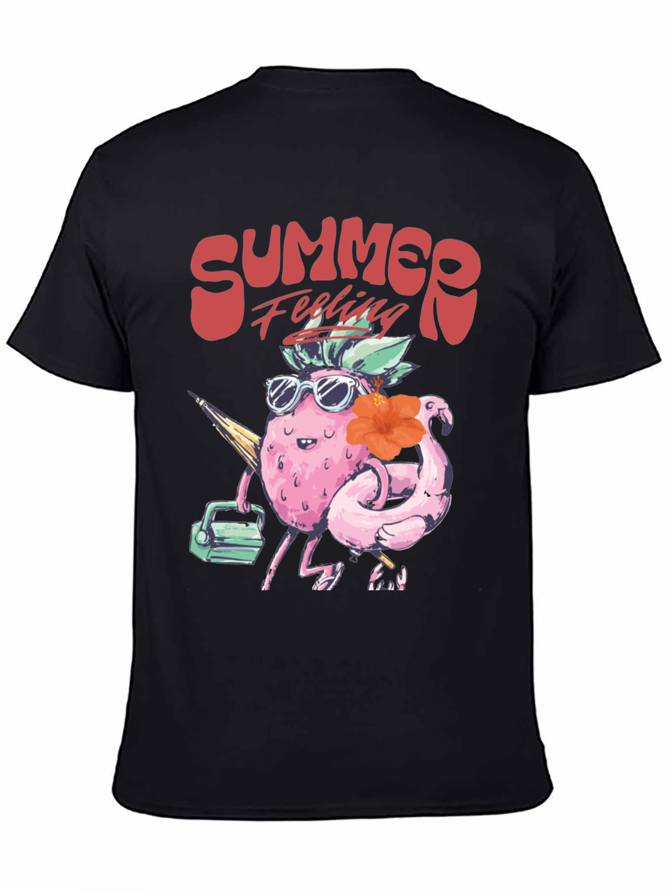 Black Summer Feeling T-Shirt - Tropical Fruit Design view 4
