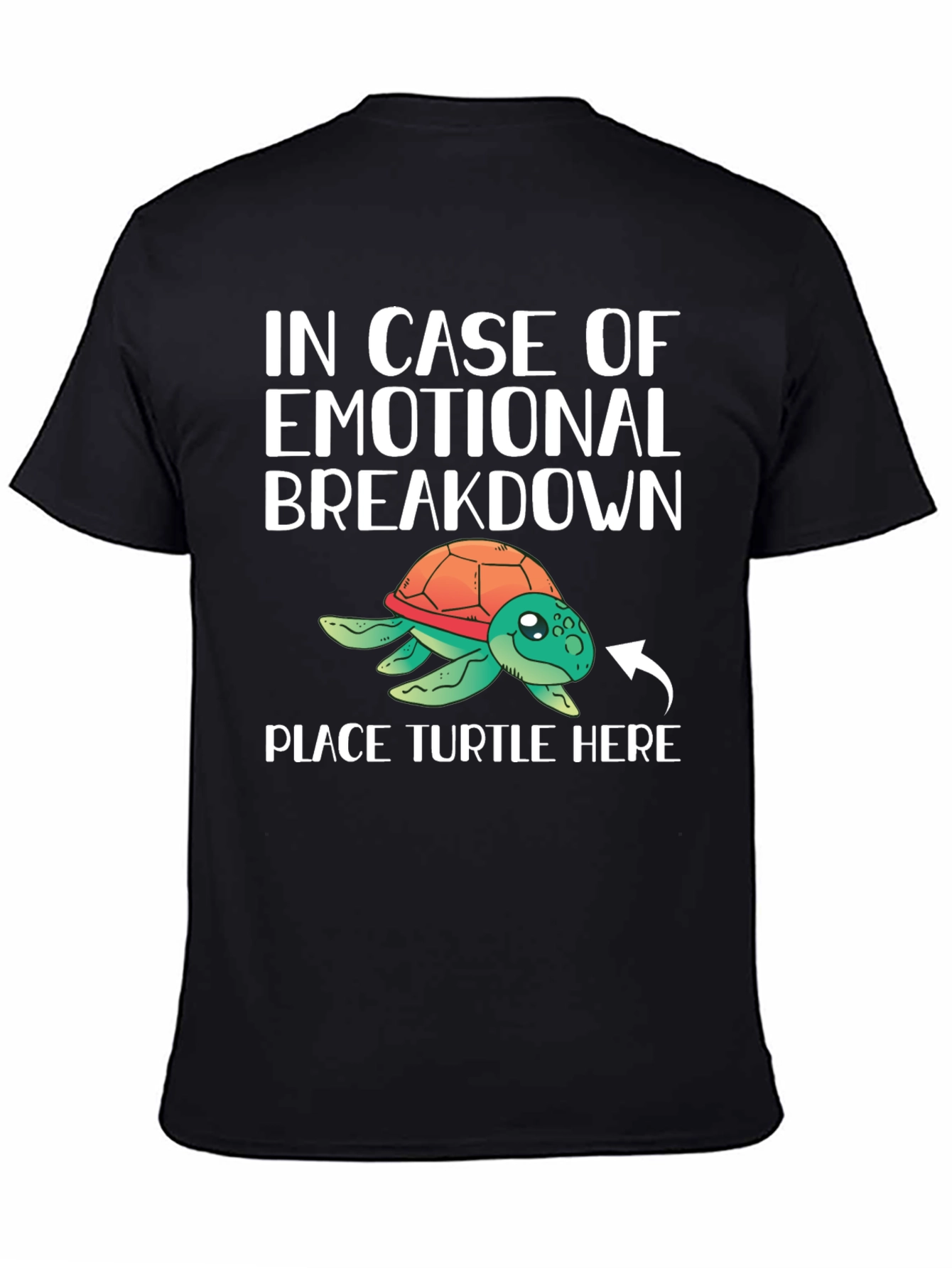 Black Emotional Support Turtle T-Shirt view 4
