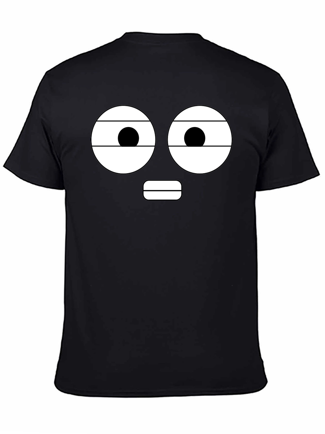 Black Funny Face Black T-Shirt - Cartoon Expression view 4