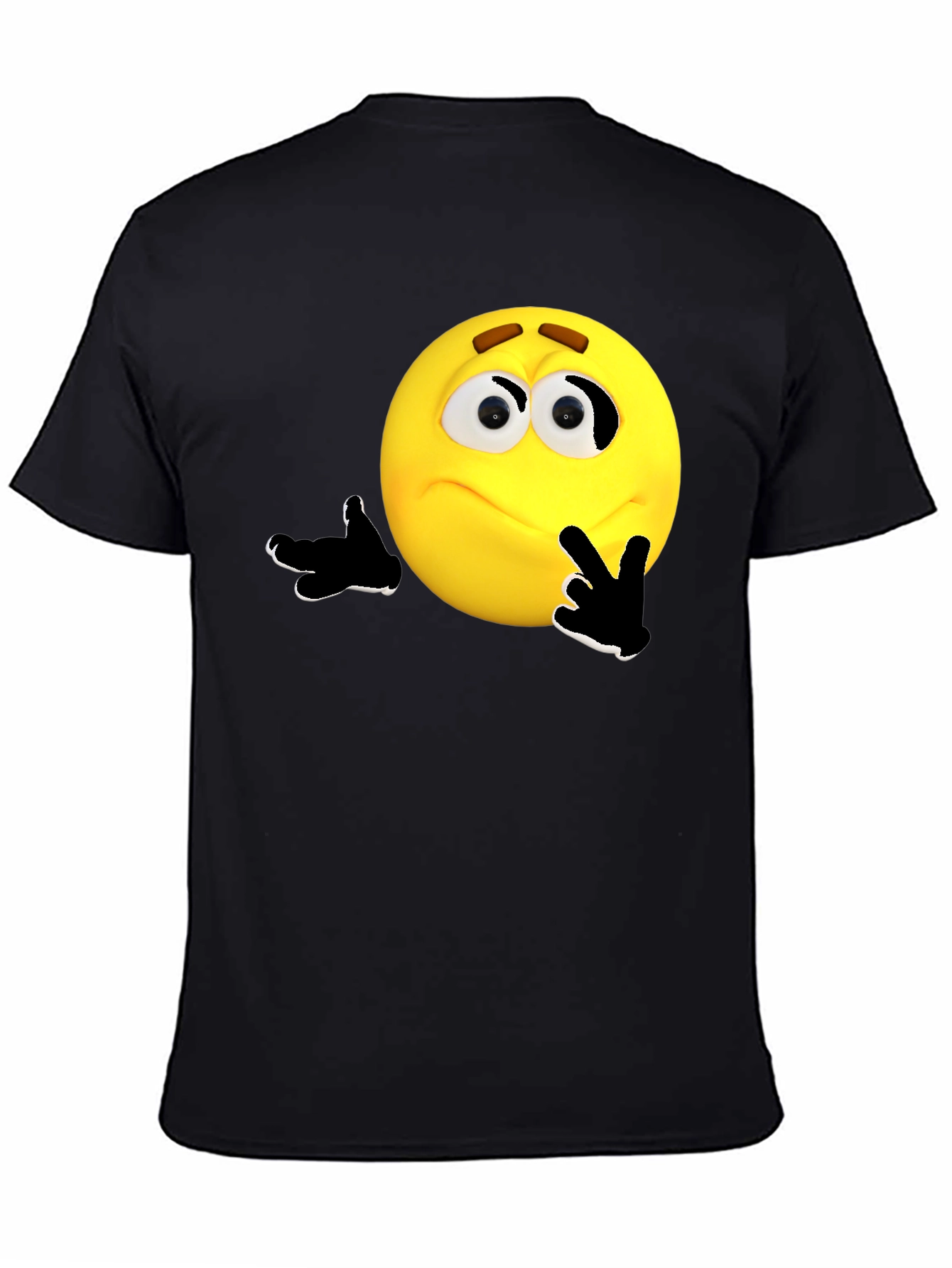 Black Thinking Emoji Graphic T-Shirt view 4