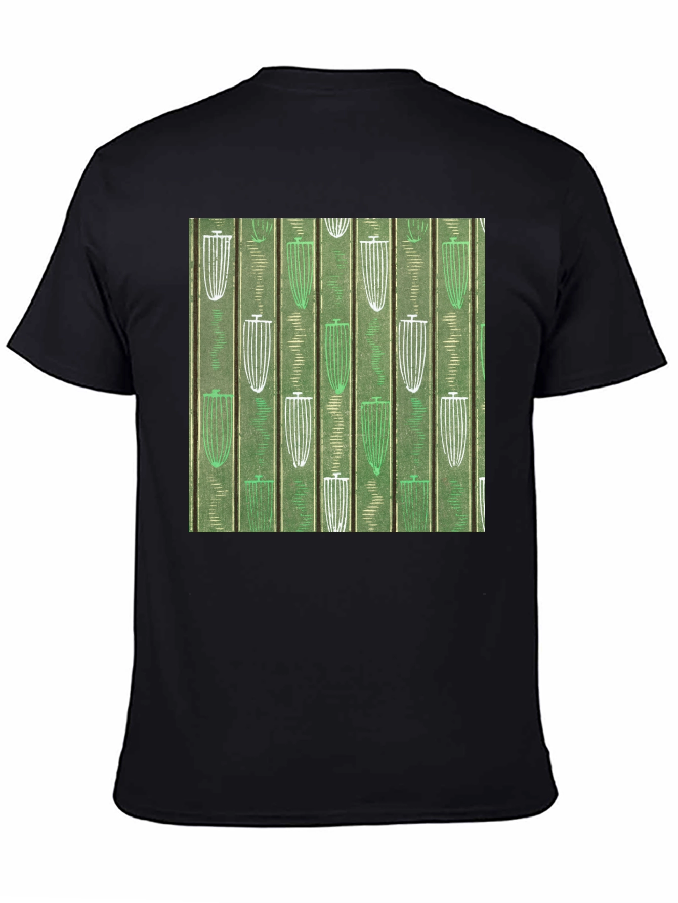 Black Green Patterned Graphic Tee view 4