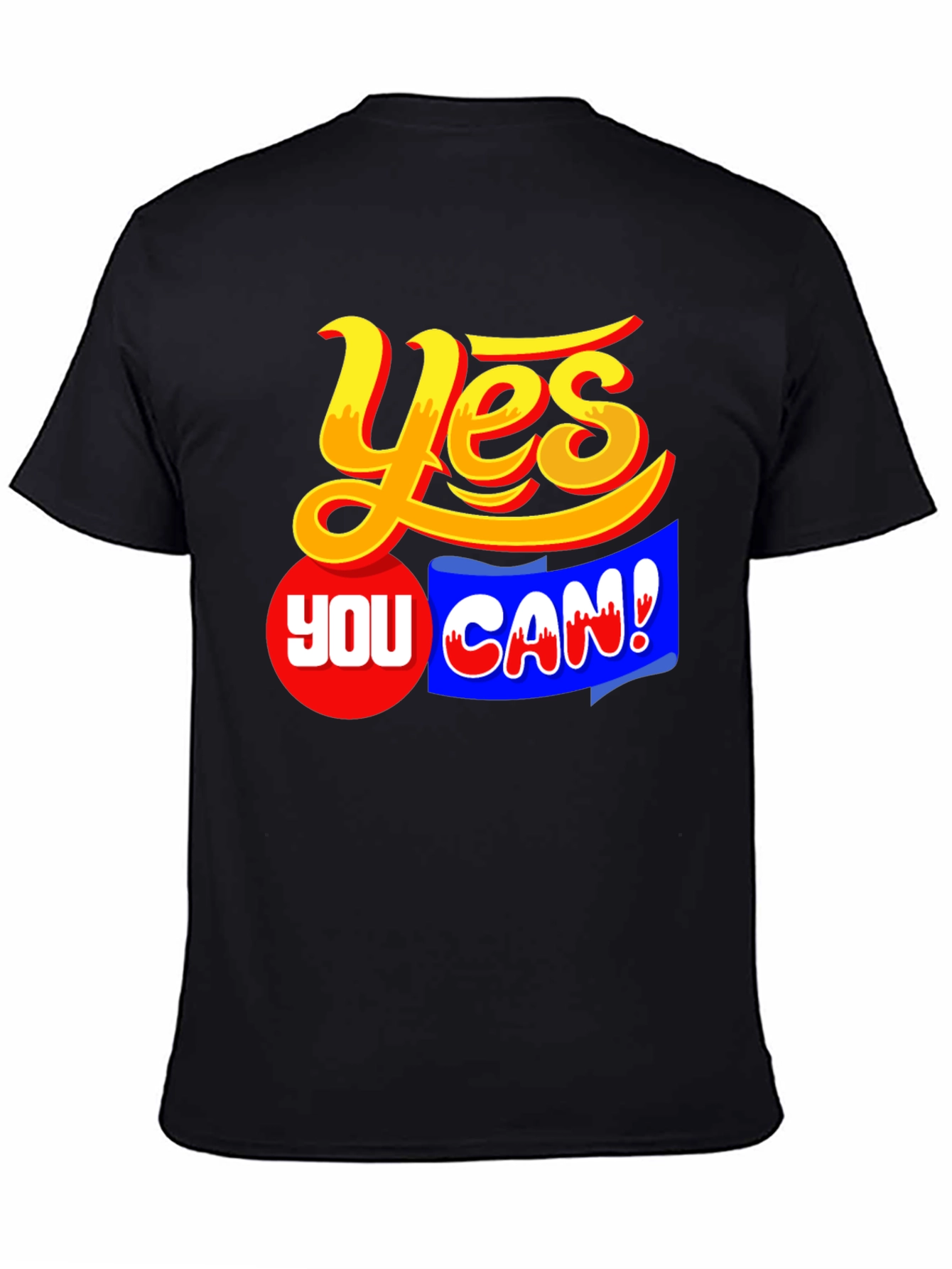 Black Yes You Can! Graphic T-Shirt Motivation Black view 4