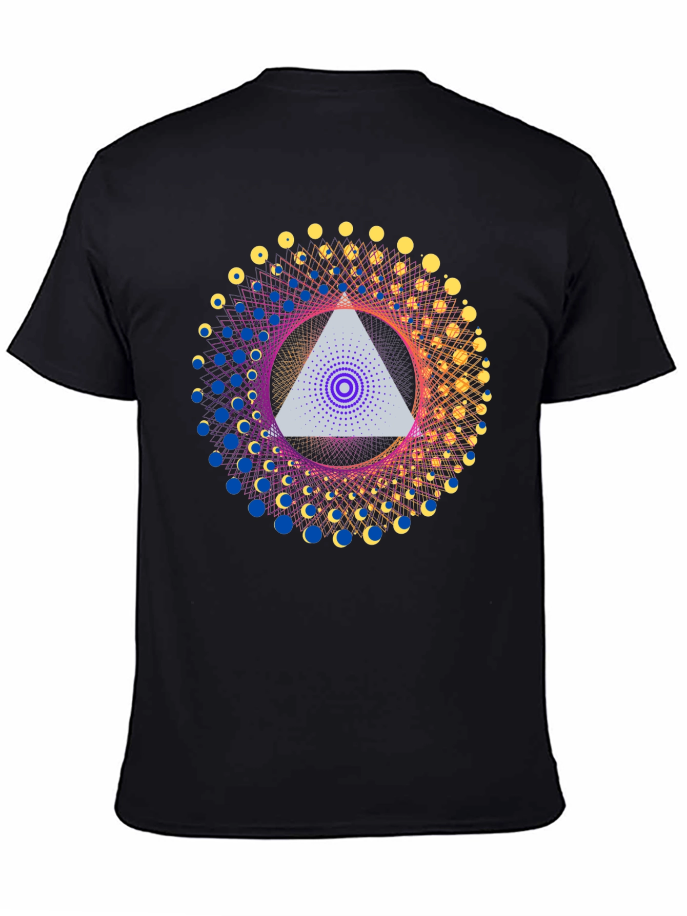 Black Geometric Design T-Shirt - Abstract Triangle Print view 4