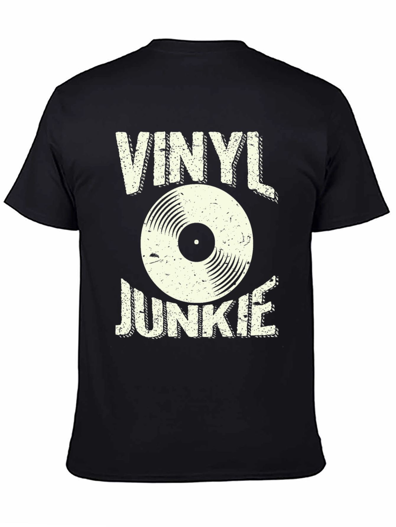 Black Vinyl Junkie Graphic T-Shirt - Retro Record Tee view 4