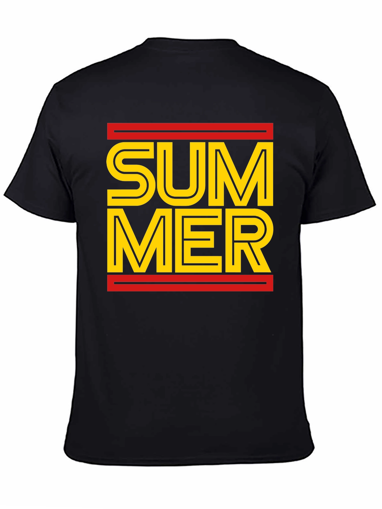 Black Summer Graphic Tee - Black Cotton Casual T-Shirt view 4