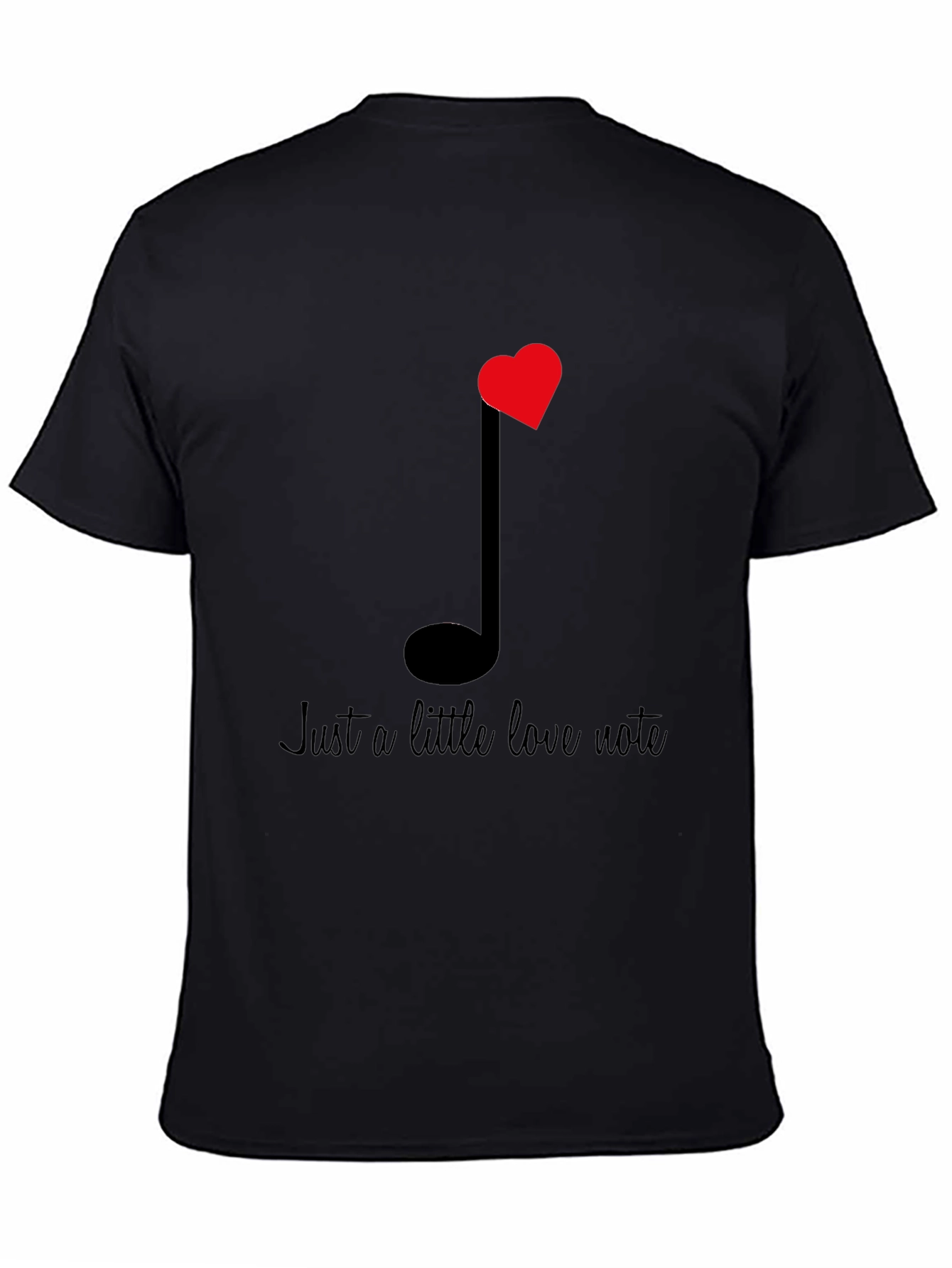 Black Love Note Graphic Tee - Black Cotton T-Shirt view 4