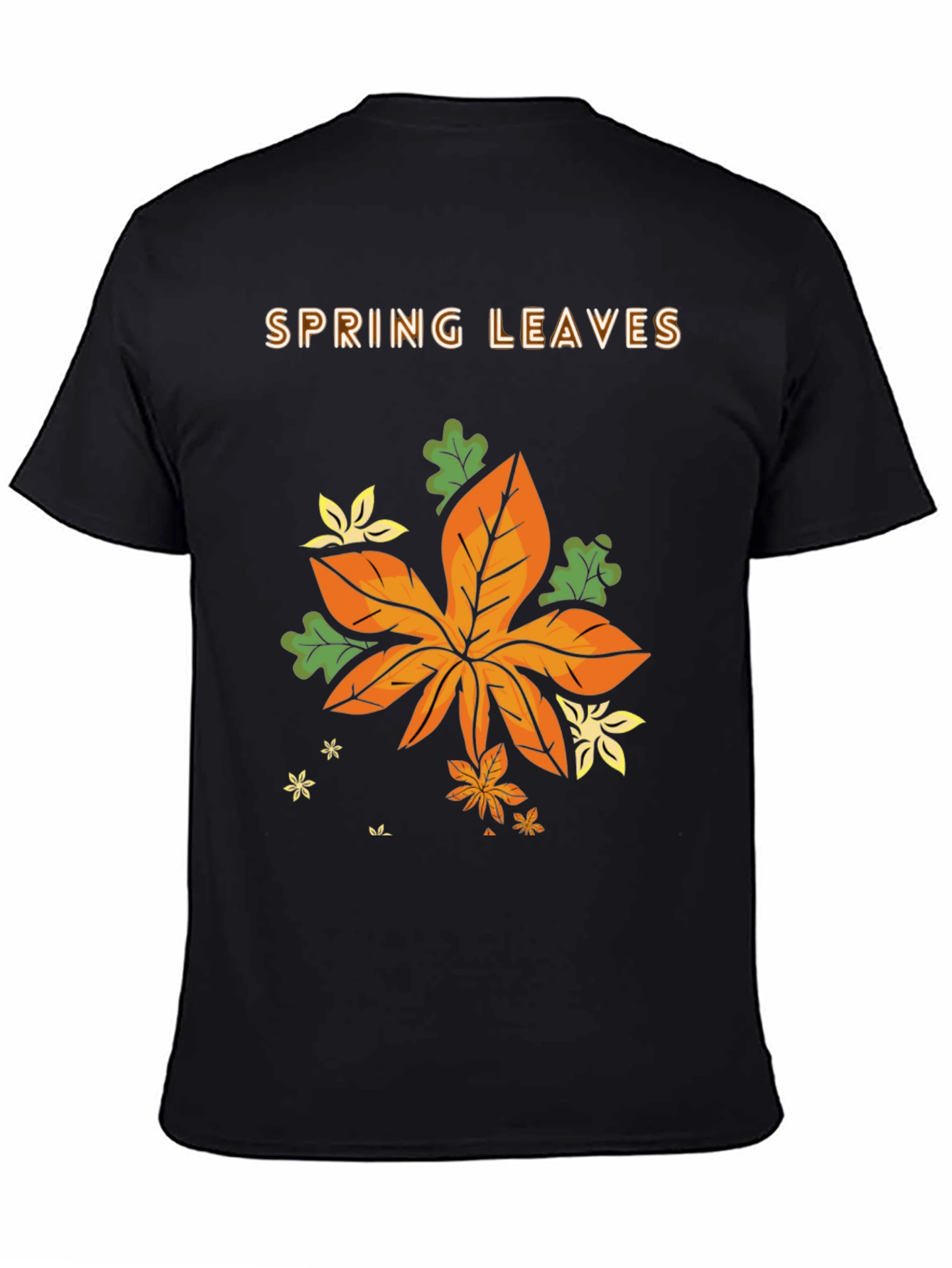 Black Spring Leaves Graphic T-Shirt view 4