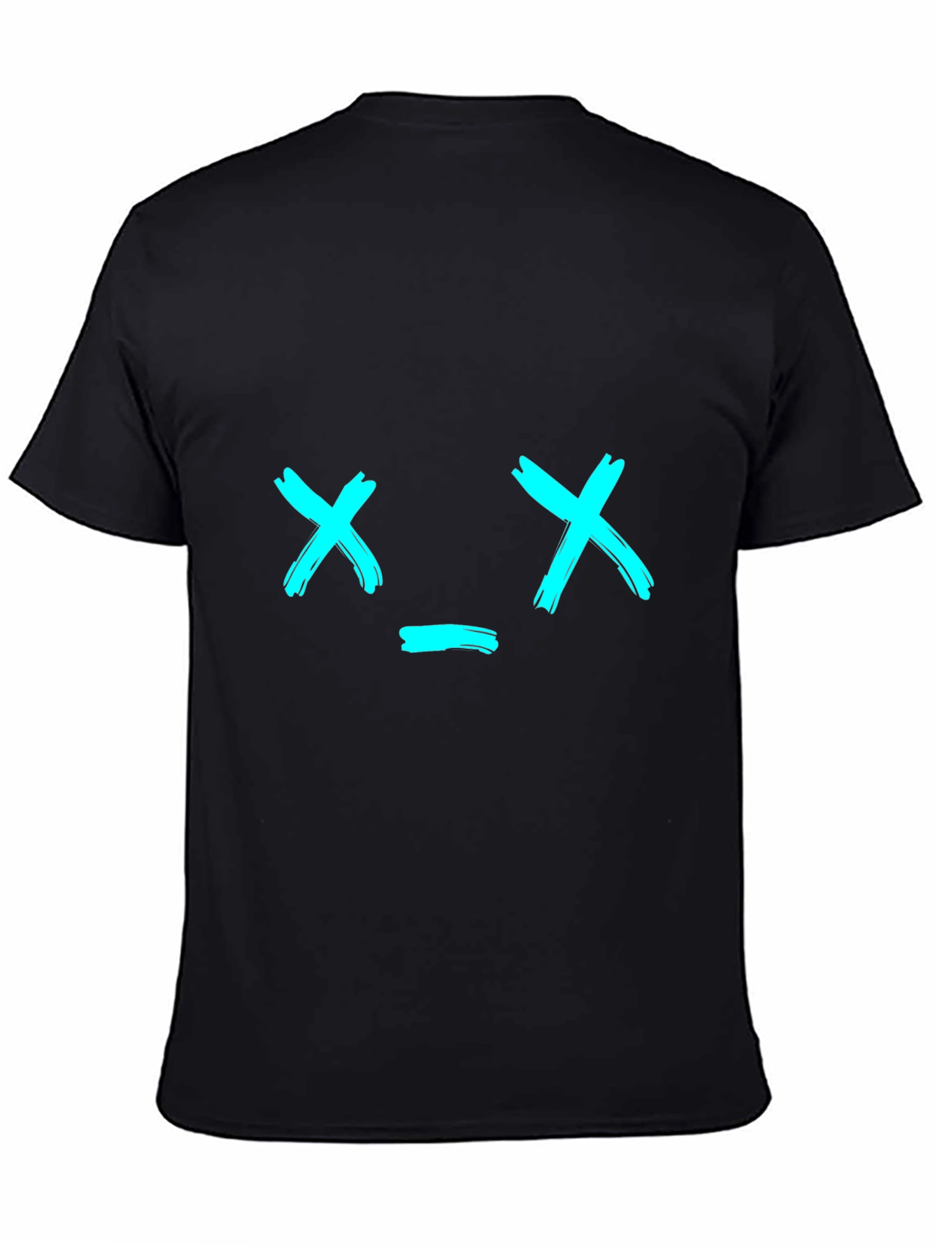 Black Black T-Shirt with Brushstroke X_X Face view 4