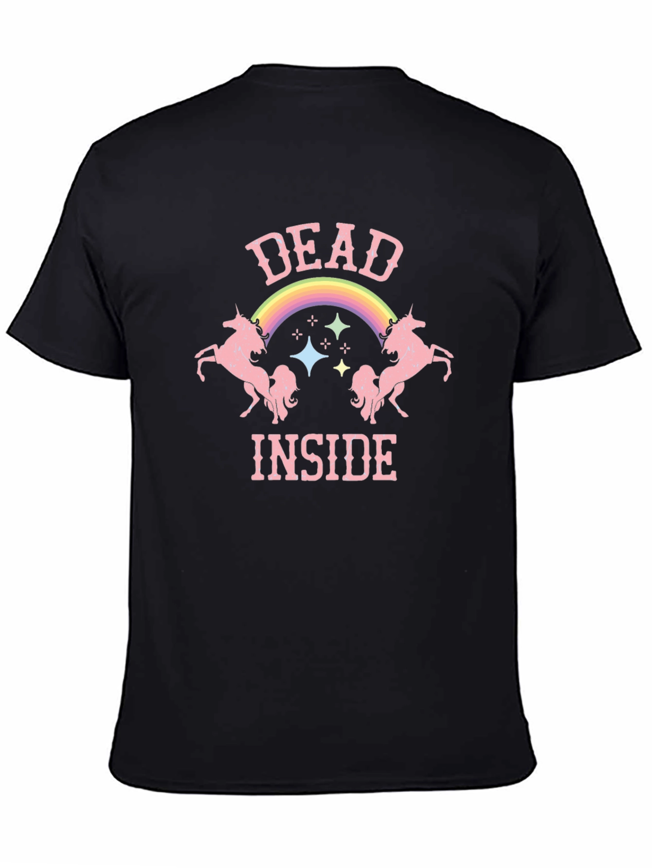Black Dead Inside Unicorn Graphic Tee - Black Cotton T-Shirt view 4