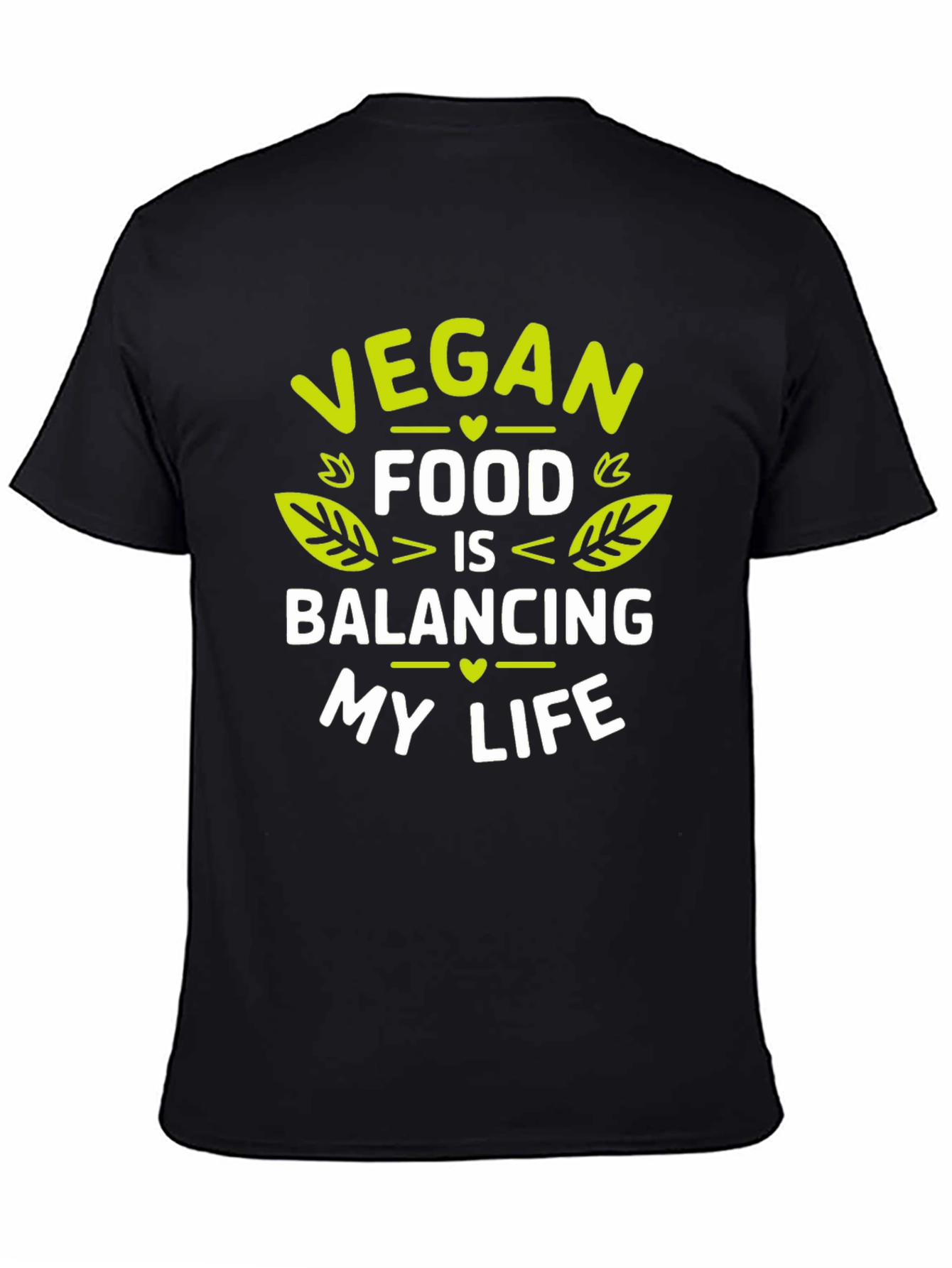 Black Vegan Food Balancing Life Graphic T-Shirt view 4