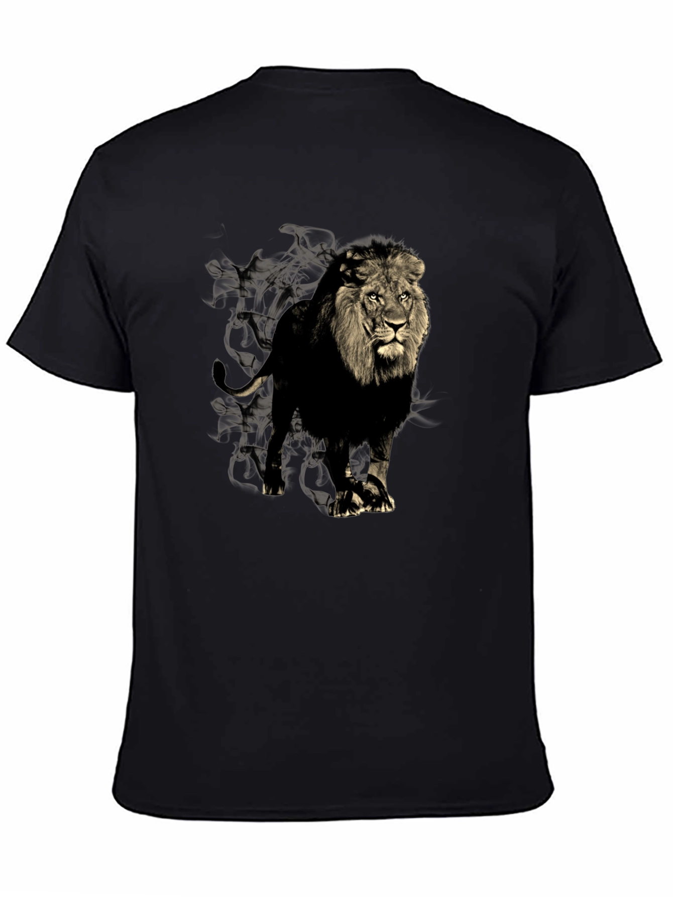 Black Lion Graphic Print Men's Black T-Shirt view 4