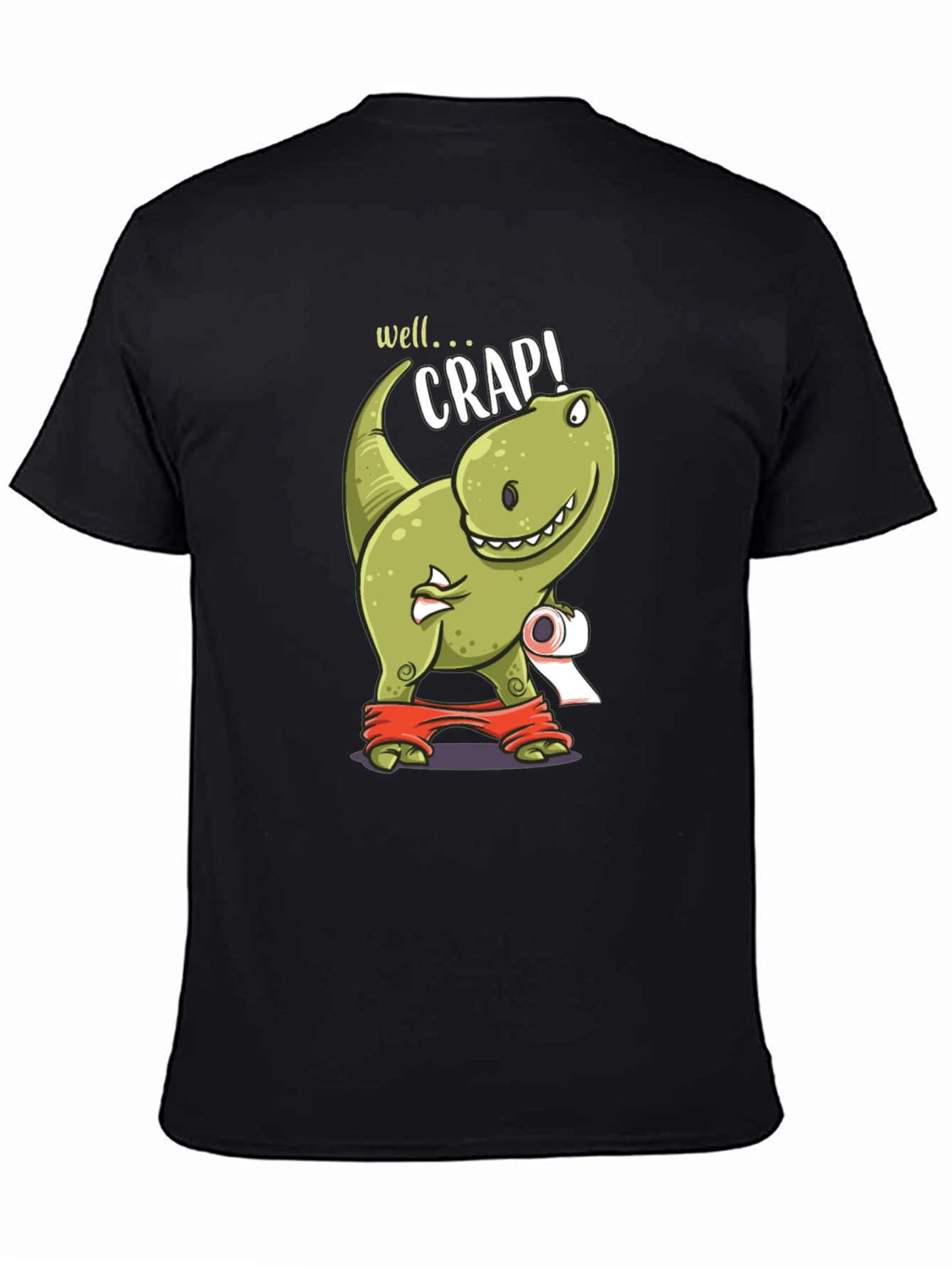 Black Dino Crap Graphic T-Shirt Funny T-Rex Toilet Humor Tee view 4