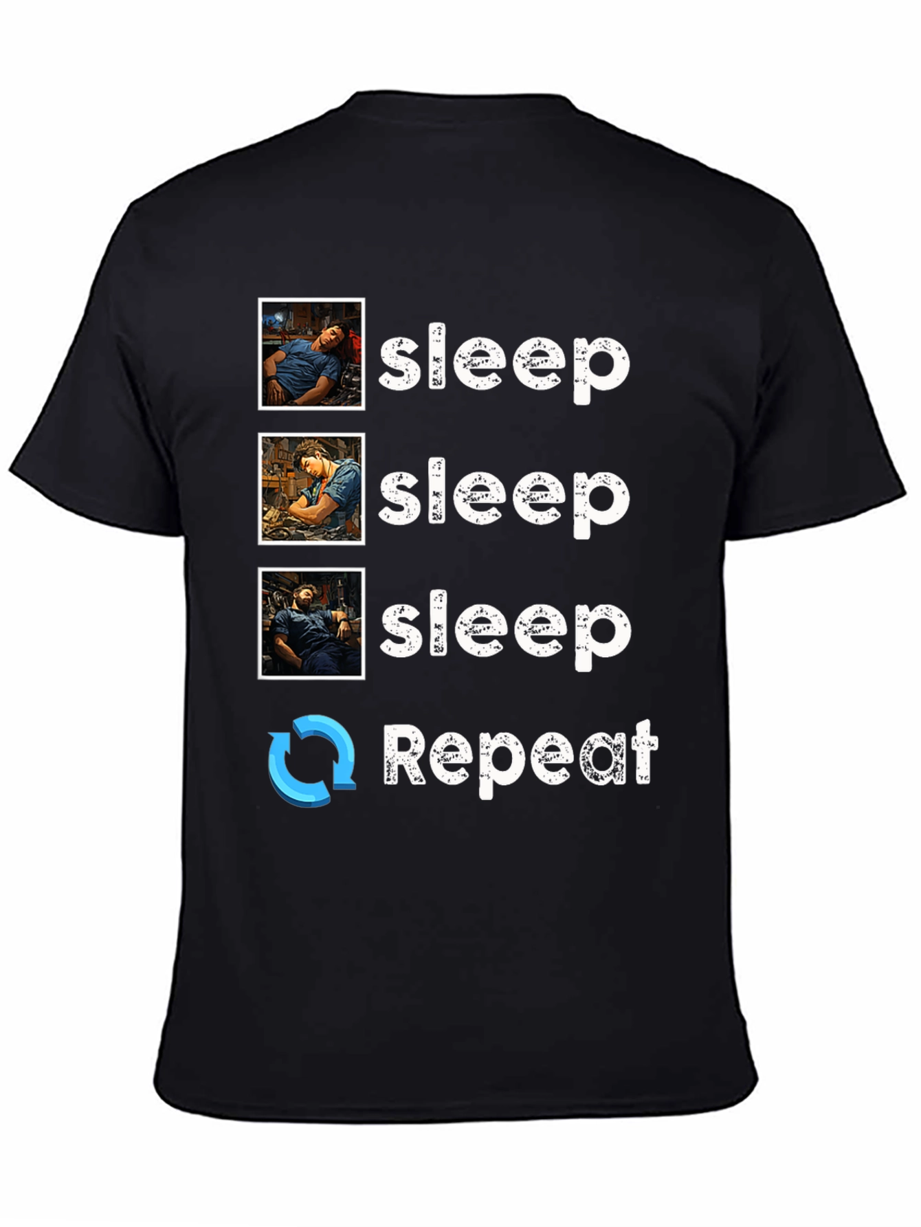 Black Sleep Technician T-Shirt - Sleep Repeat view 4