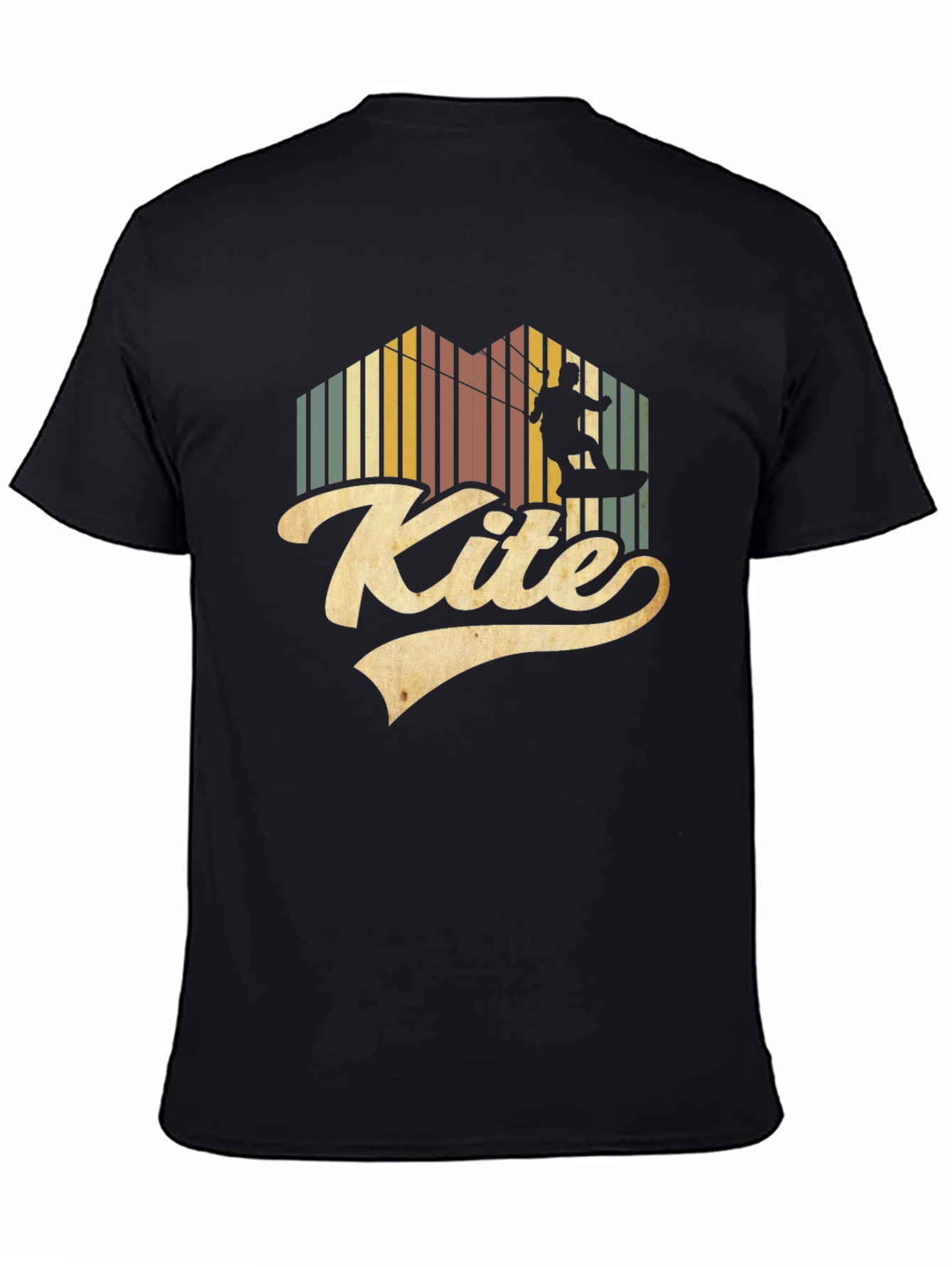 Black Vintage Kite Surfing Graphic T-Shirt view 4