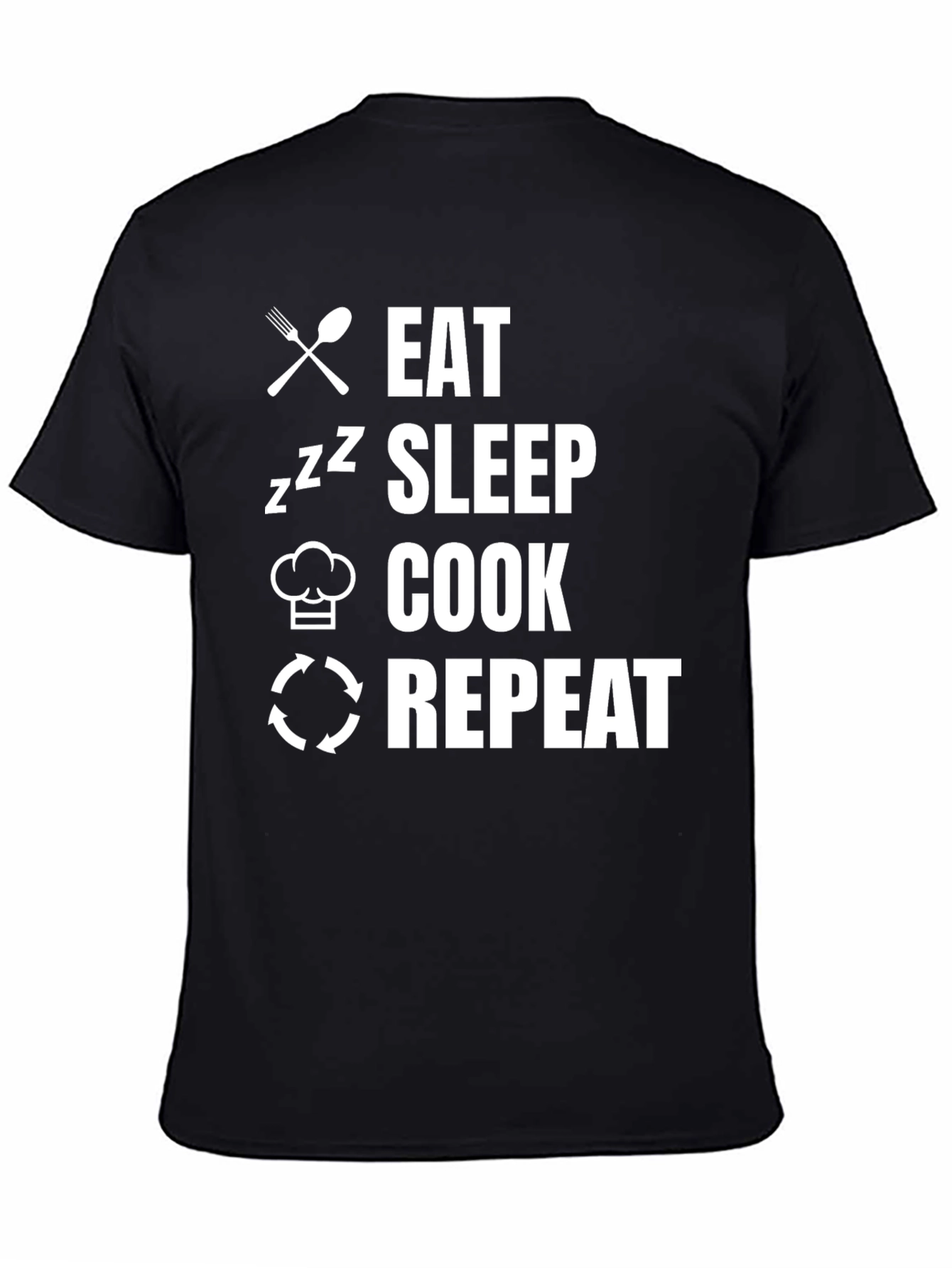 Black Eat Sleep Cook Repeat Graphic Tee view 4