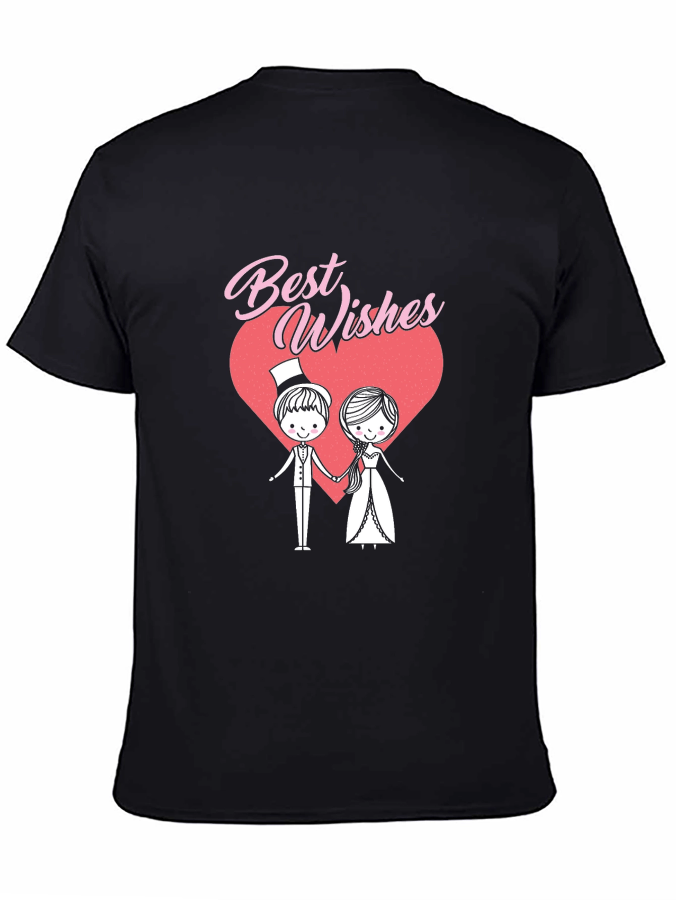 Black Best Wishes Wedding Couple Graphic T-Shirt view 4