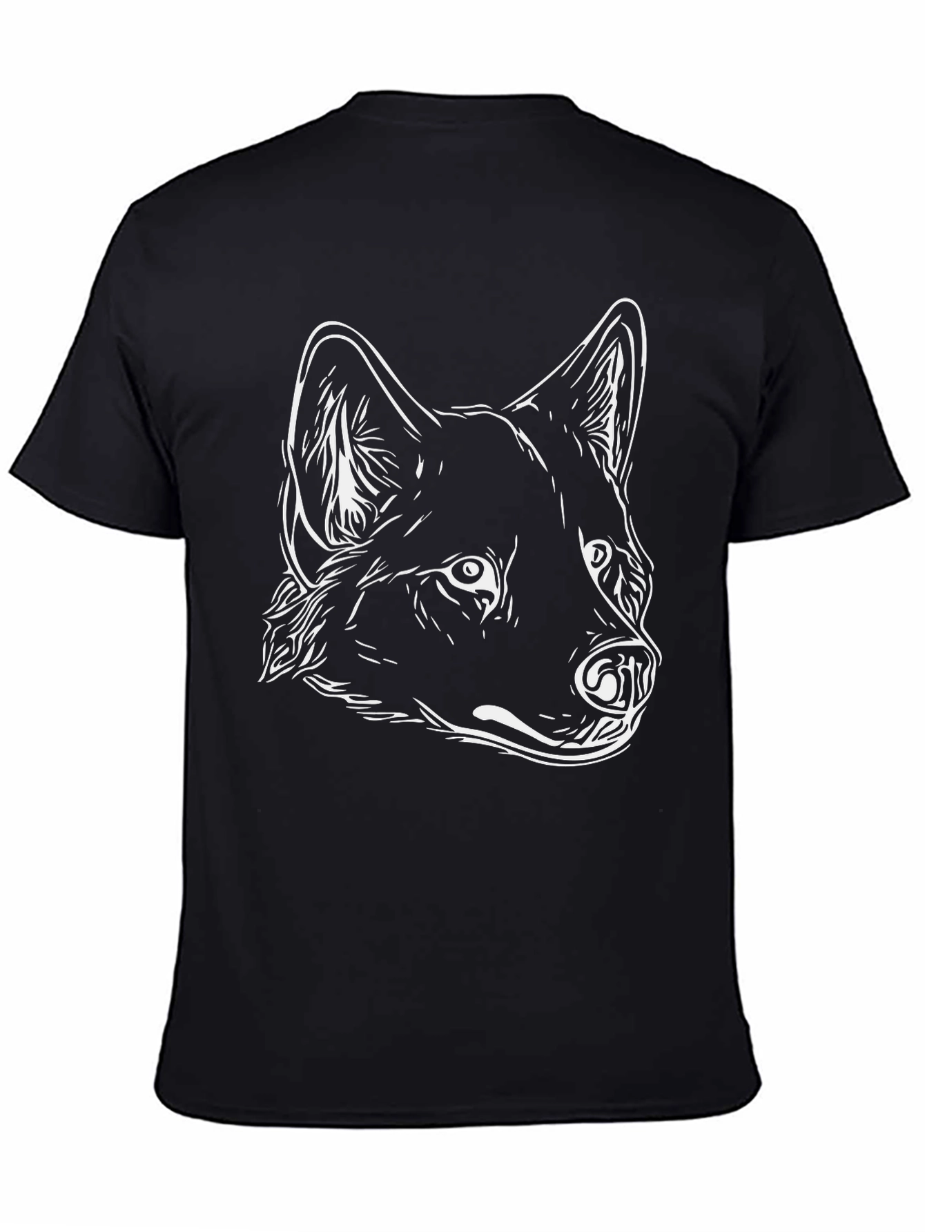 Black Cool Wolf Graphic Tee - Black Cotton T-Shirt view 4