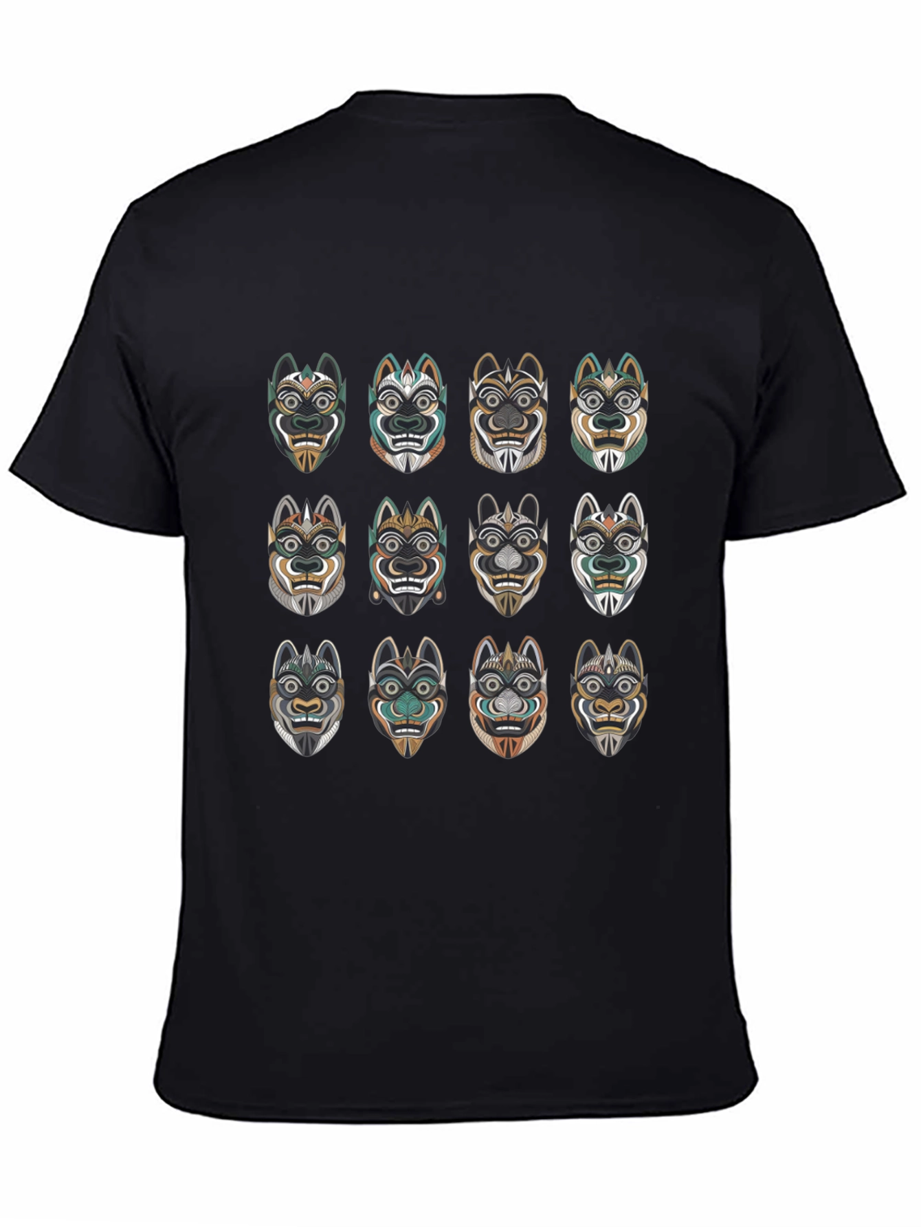 Black Tribal Mask Graphic Tee - Unique Design view 4