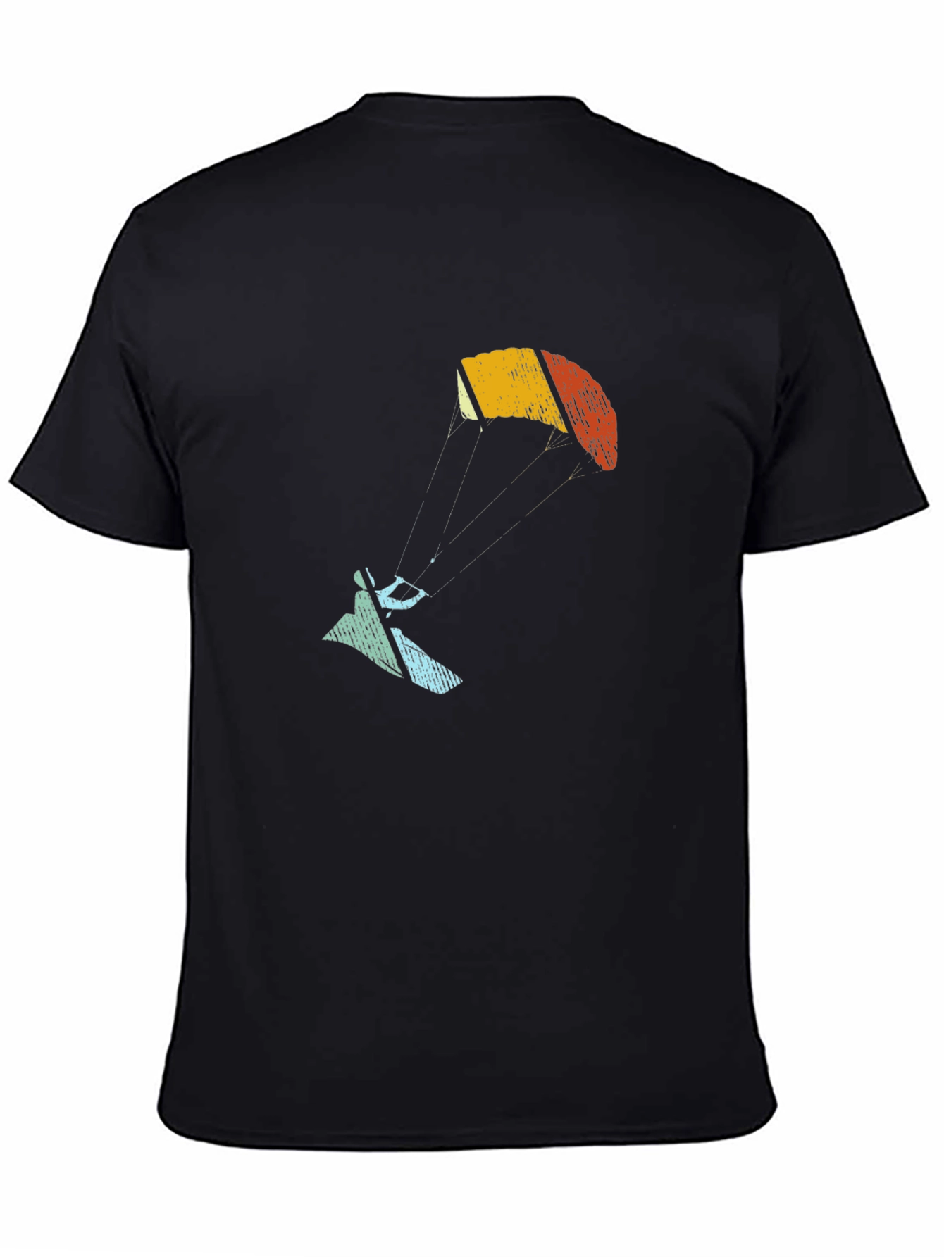 Black Retro Paragliding Graphic T-Shirt view 4