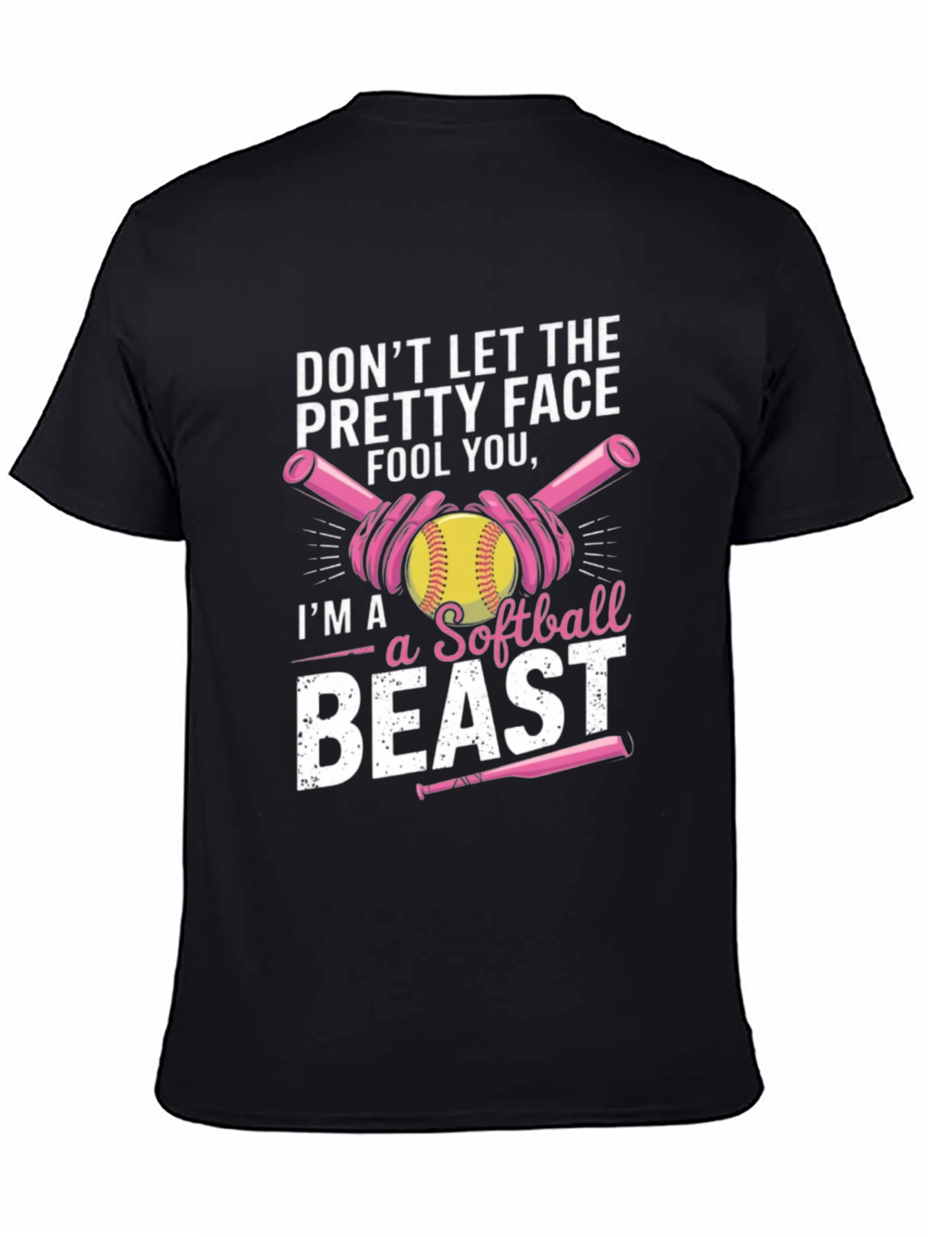 Black Softball Beast T-Shirt - Funny Sport Tee view 4