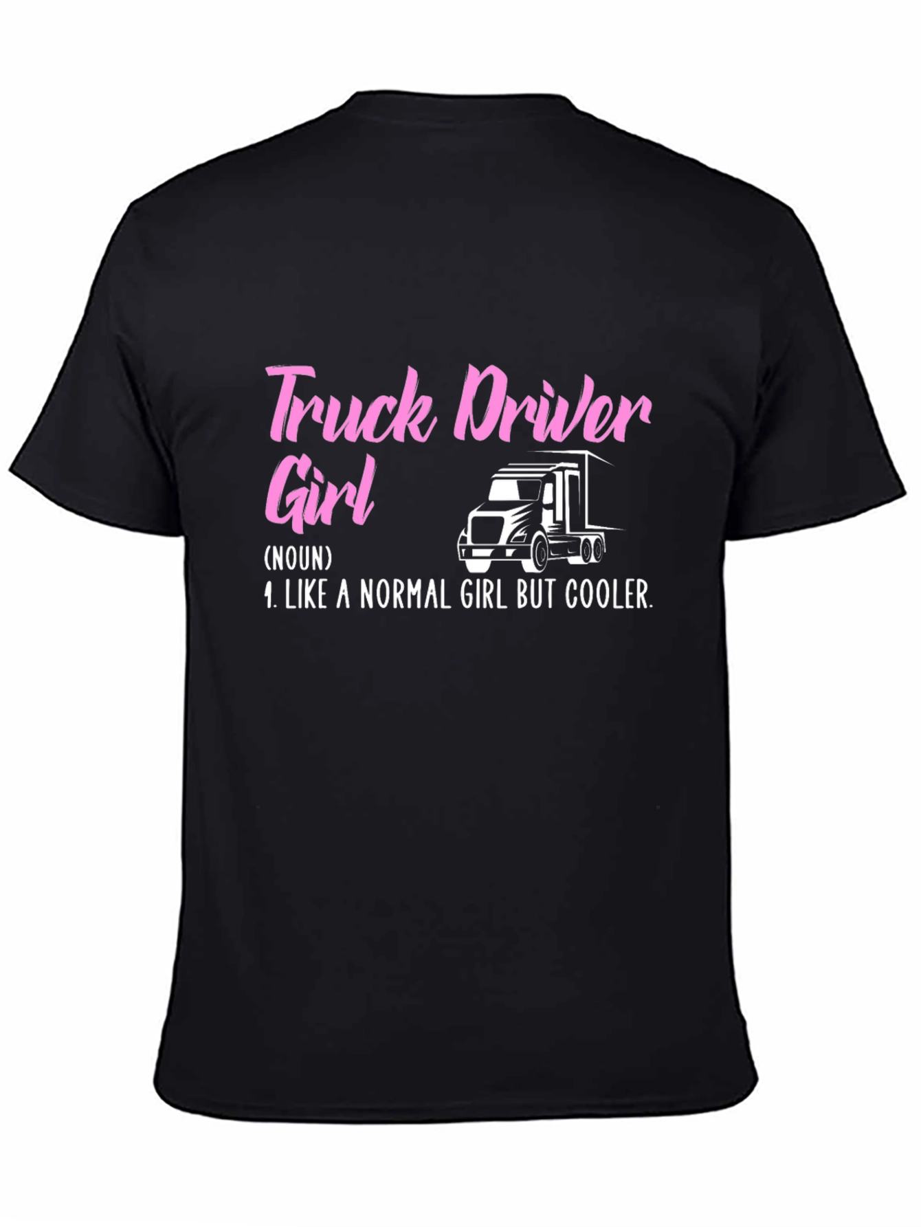 Black Truck Driver Girl Black T-Shirt view 4