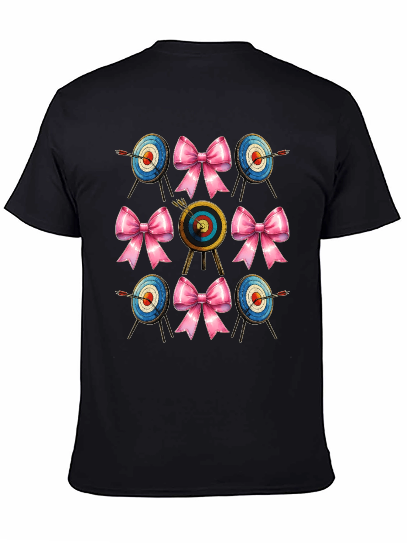 Black Archery Target & Bow T-Shirt view 4