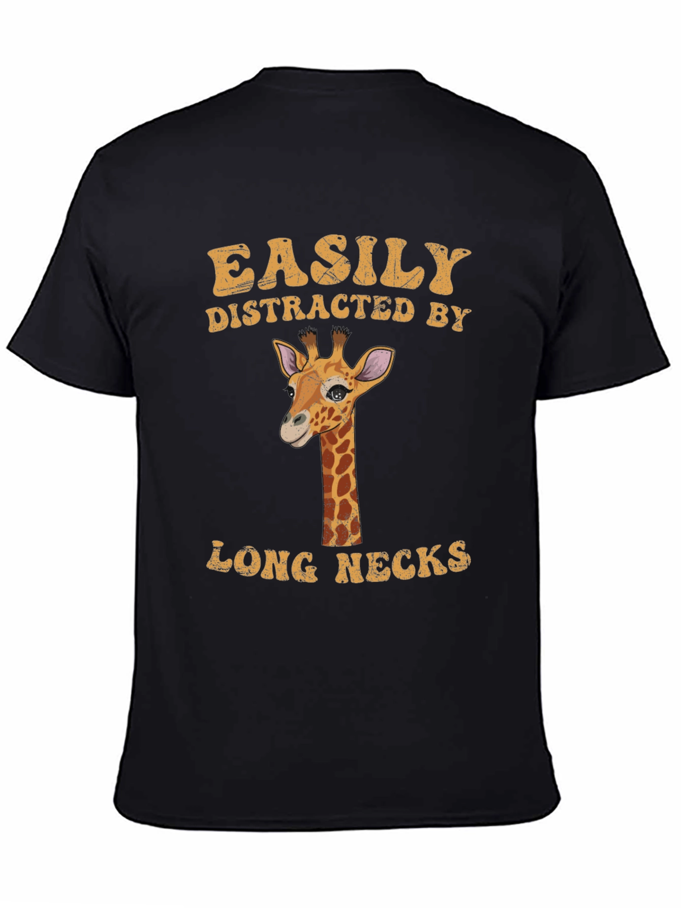 Black Easily Distracted by Long Necks Giraffe T-Shirt view 4