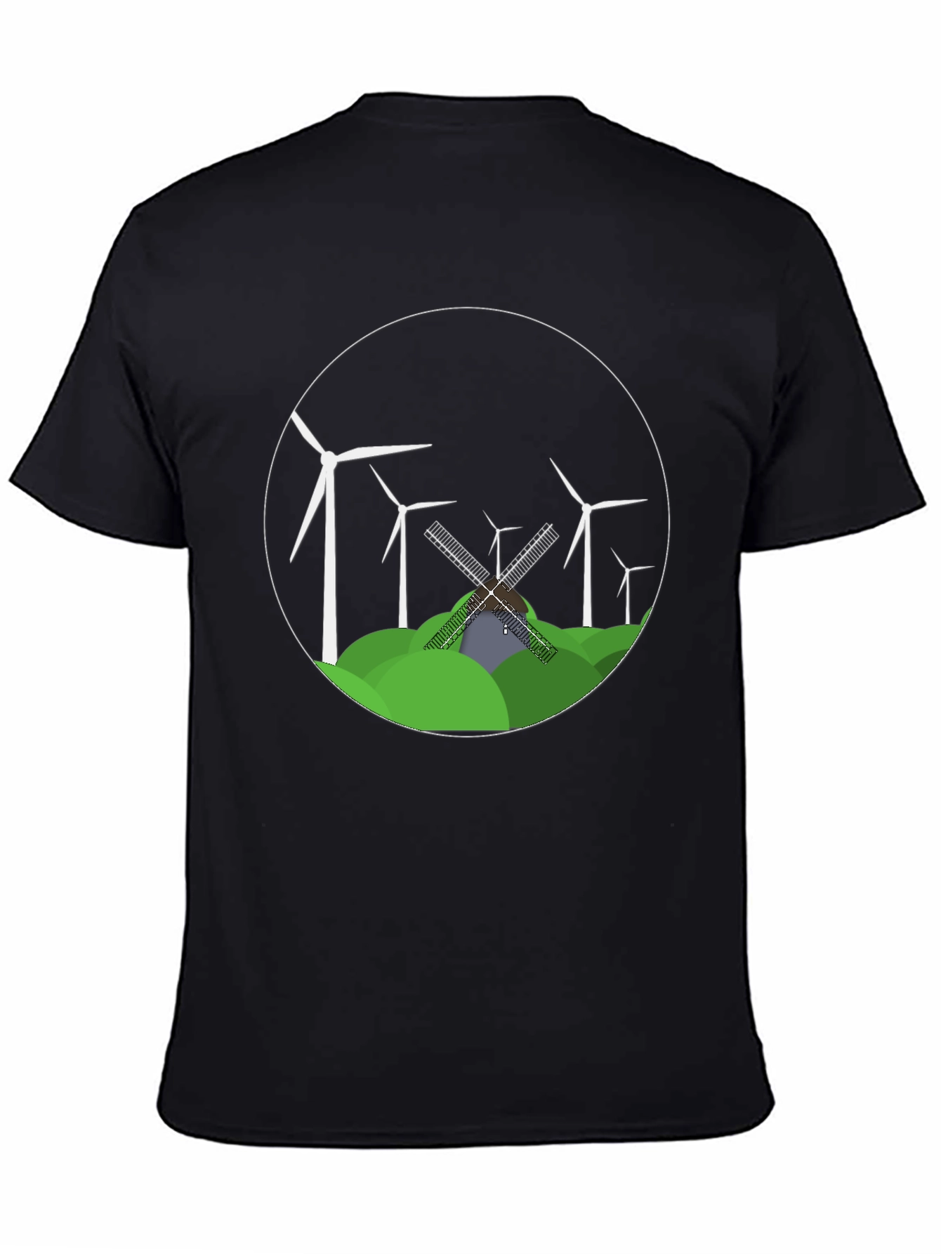 Black Windmill & Turbine Graphic Tee view 4
