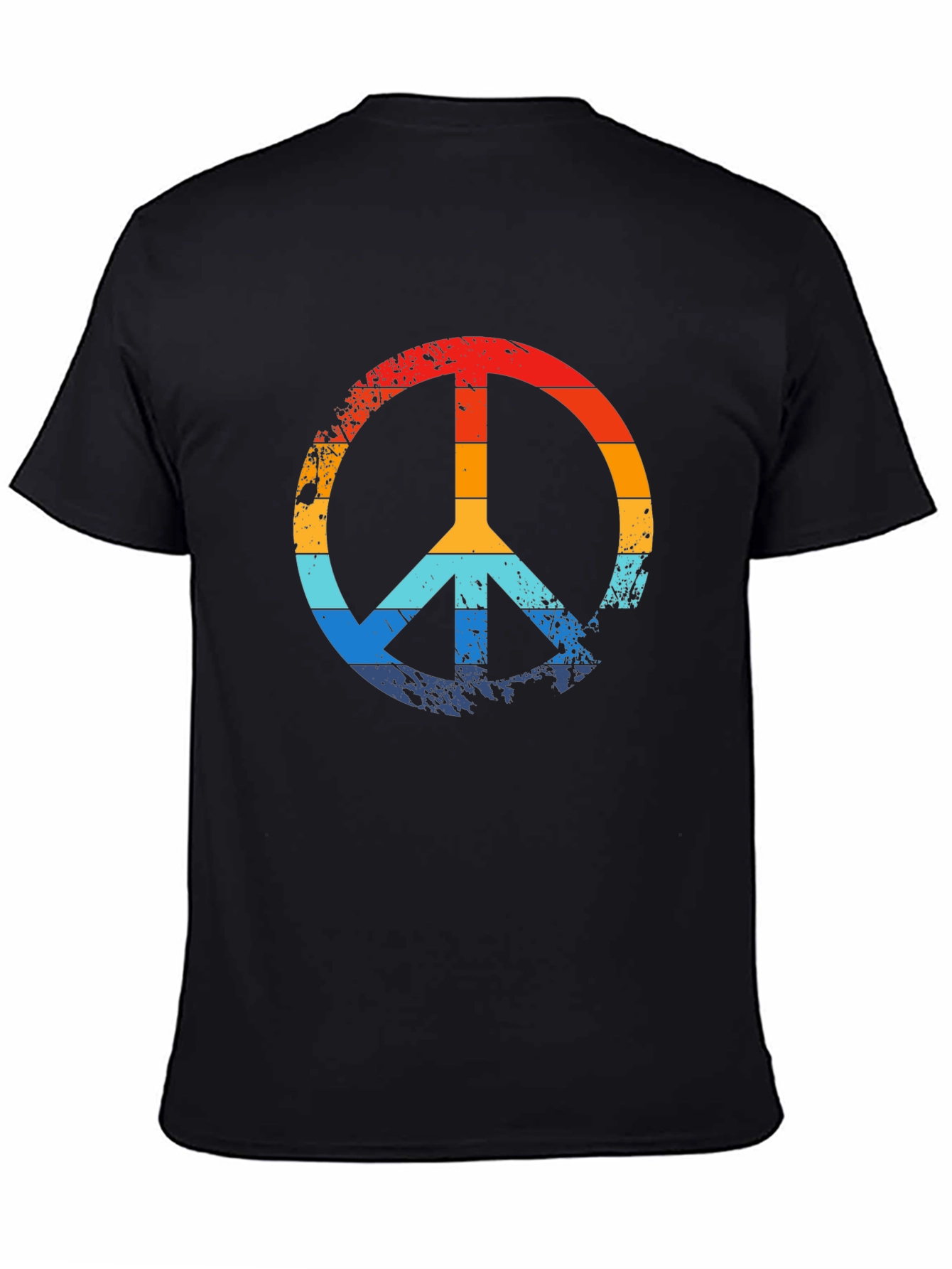 Black Retro Peace Sign Black Graphic T-Shirt view 4