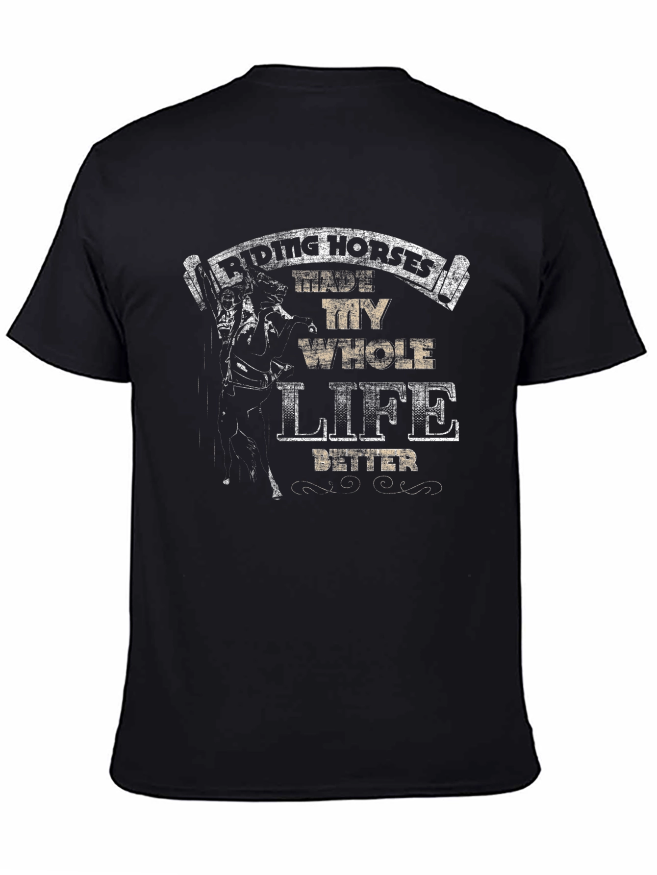 Black Riding Horses Life T-Shirt view 4