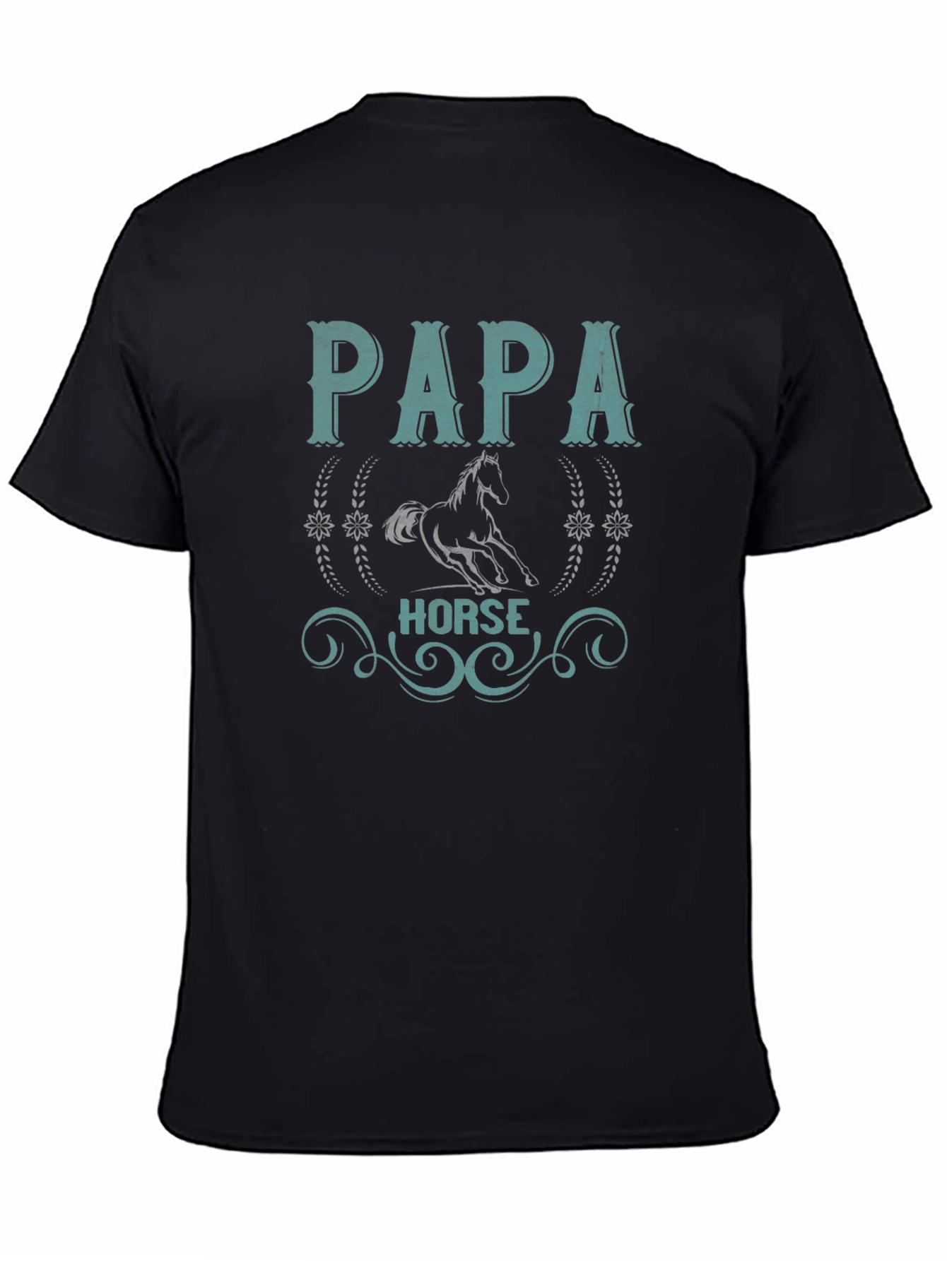 Black Papa Horse Graphic Tee - Equestrian Dad Shirt view 4