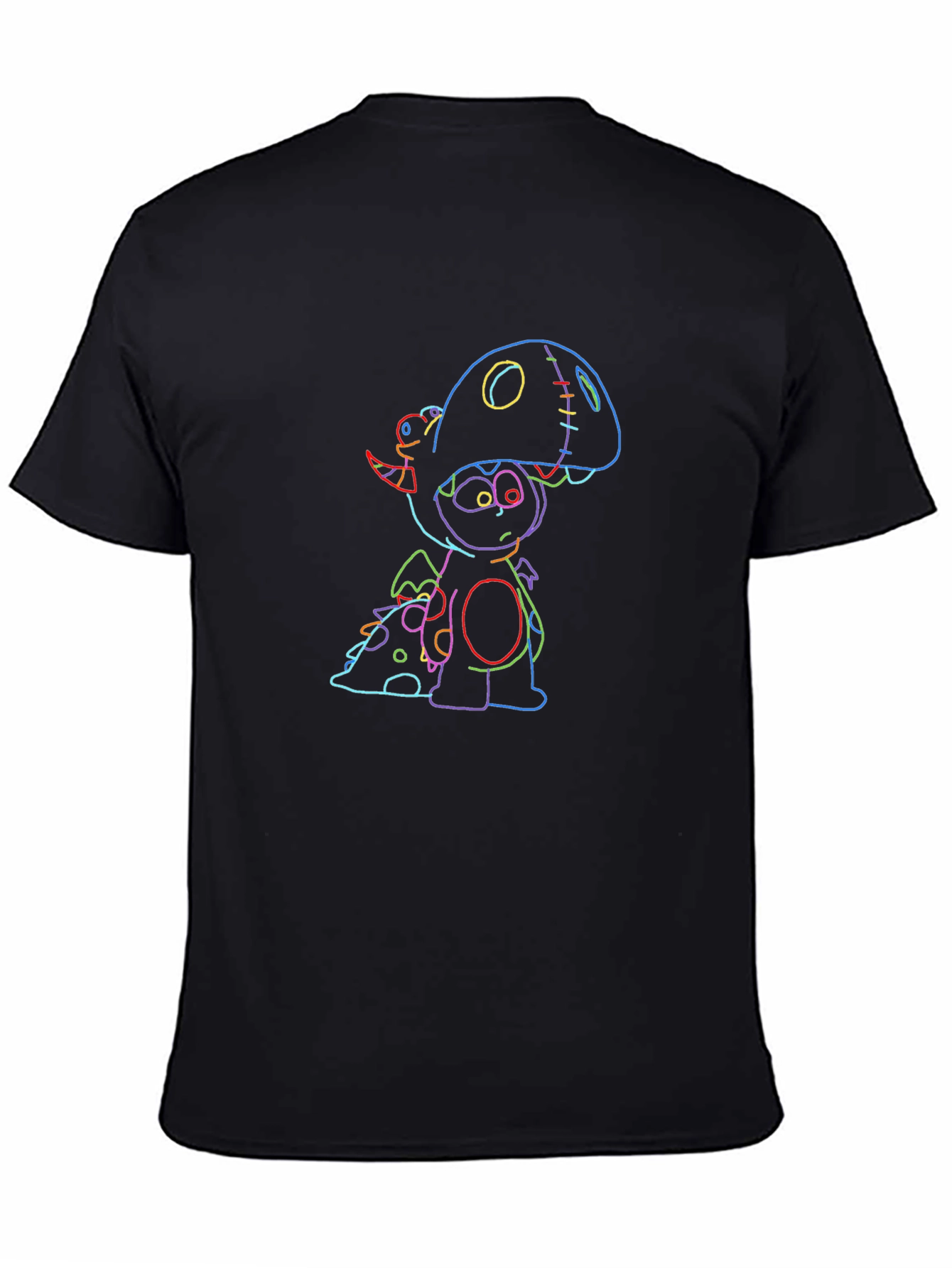Black Neon Dino Graphic Black Tee view 4