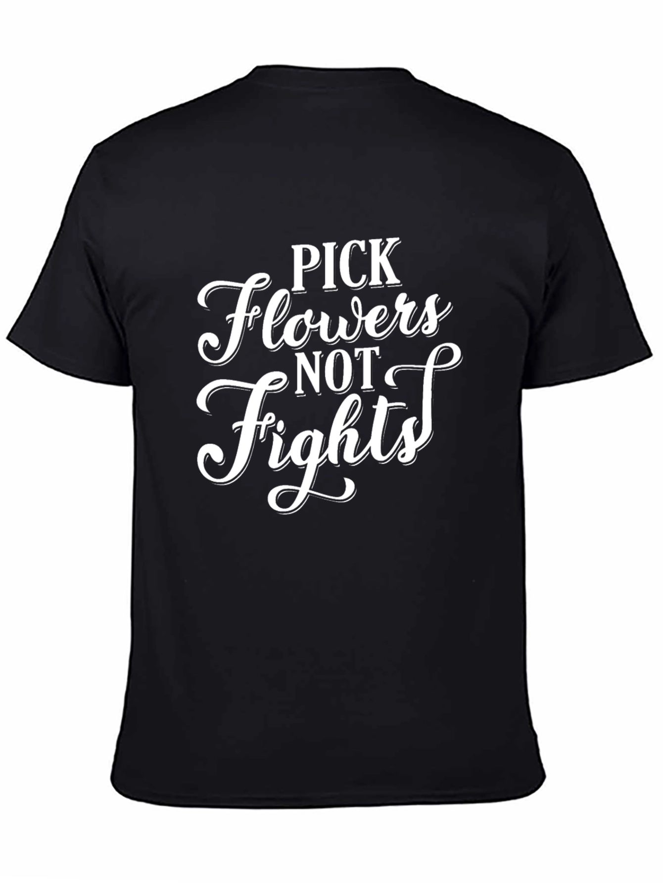 Black Pick Flowers Not Fights Graphic Tee view 4
