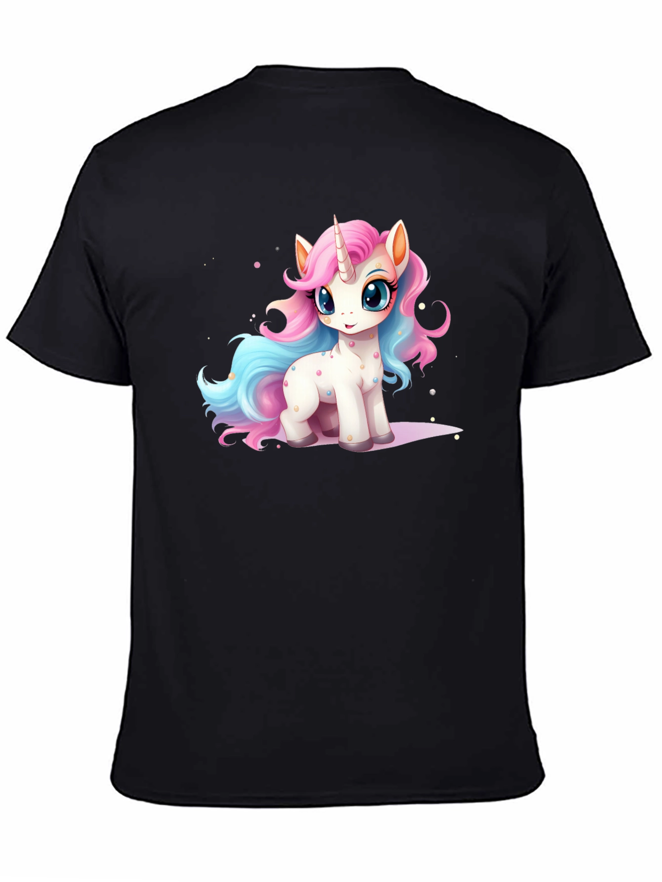 Black Unicorn Cartoon T-Shirt view 4