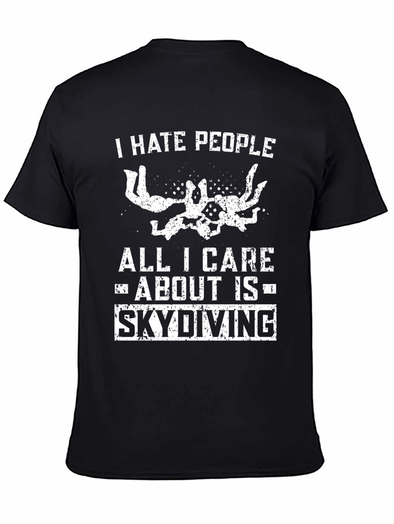 Black I Hate People Skydiving Graphic Tee view 4