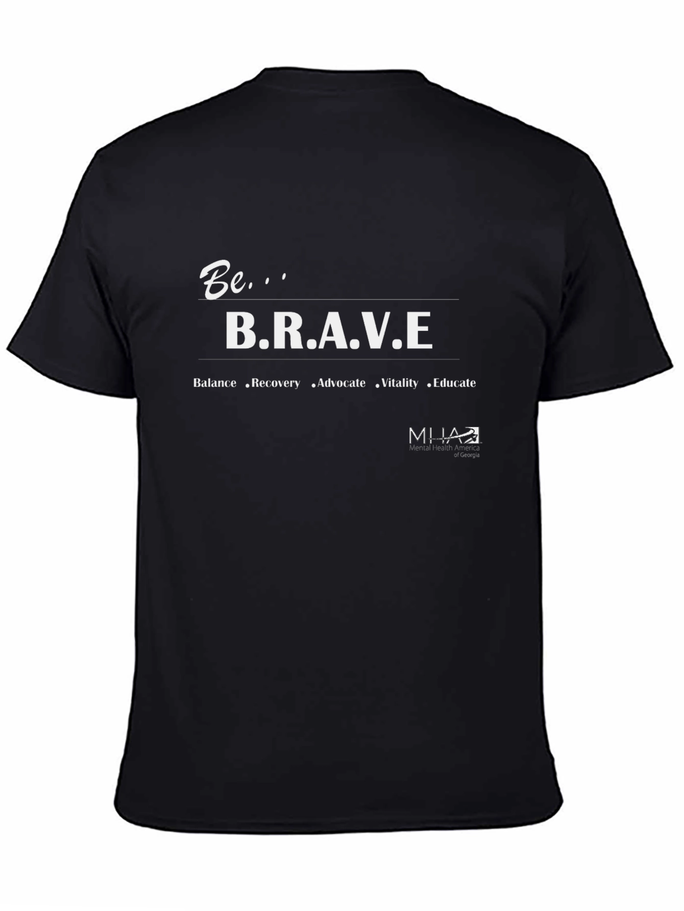 Black Be Brave Graphic T-Shirt - Mental Health Awareness view 4