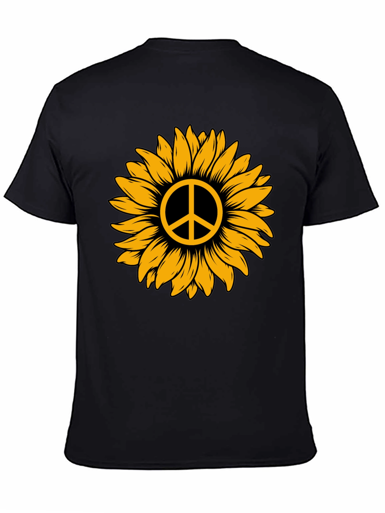 Black Sunflower Peace Sign Graphic Tee - Stylish Comfort view 4