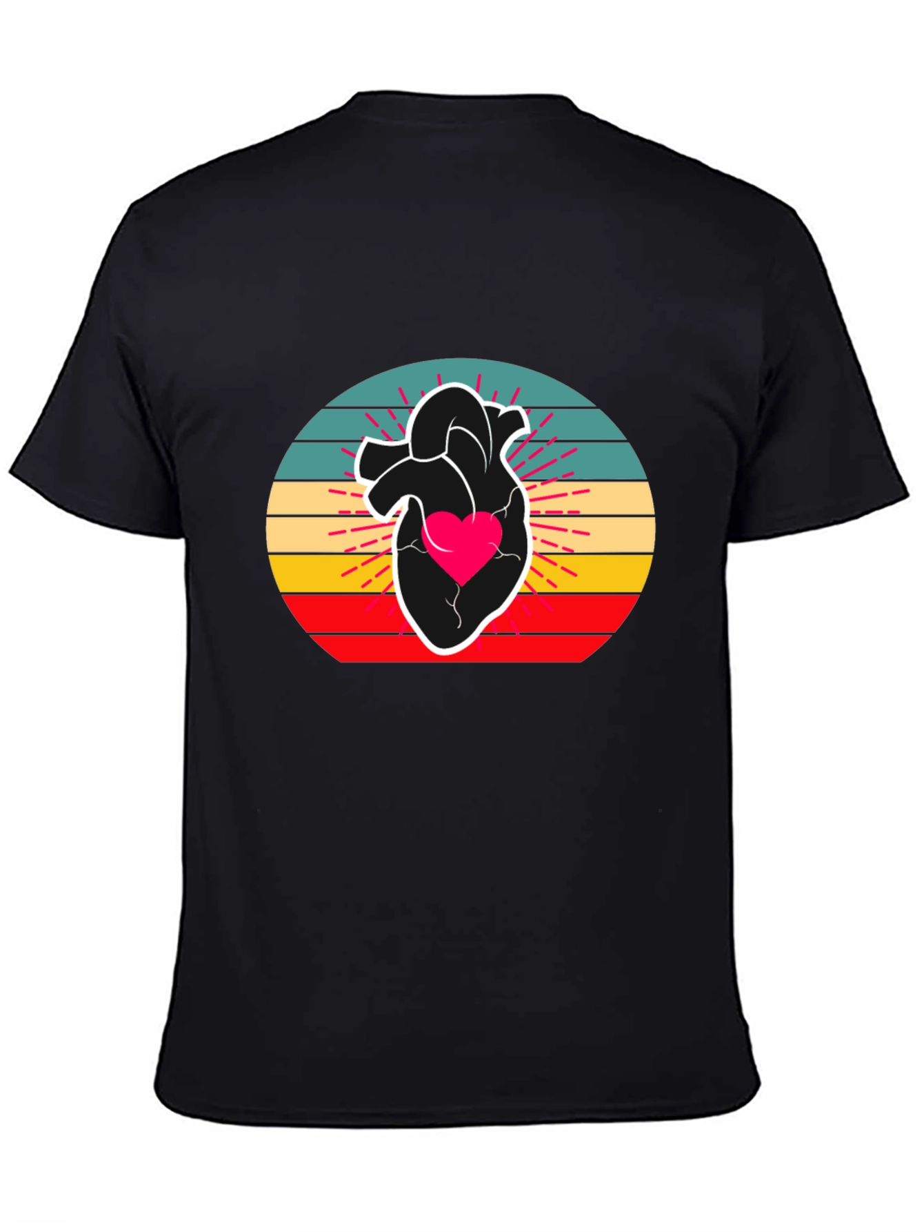 Black Retro Heart Graphic Tee - Stylish Comfort view 4